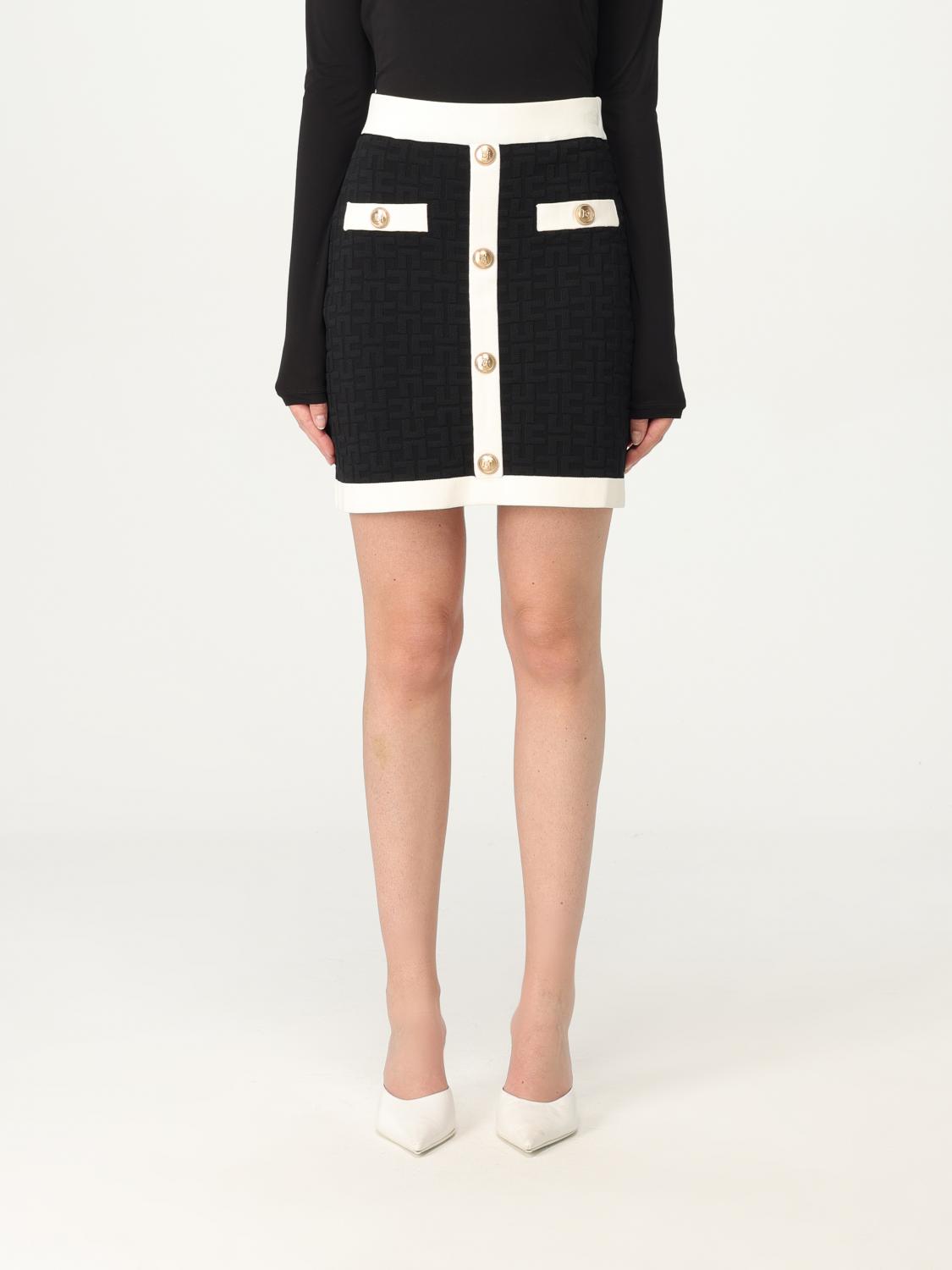 Elisabetta Franchi Monogram-jacquard Mini Skirt In Black