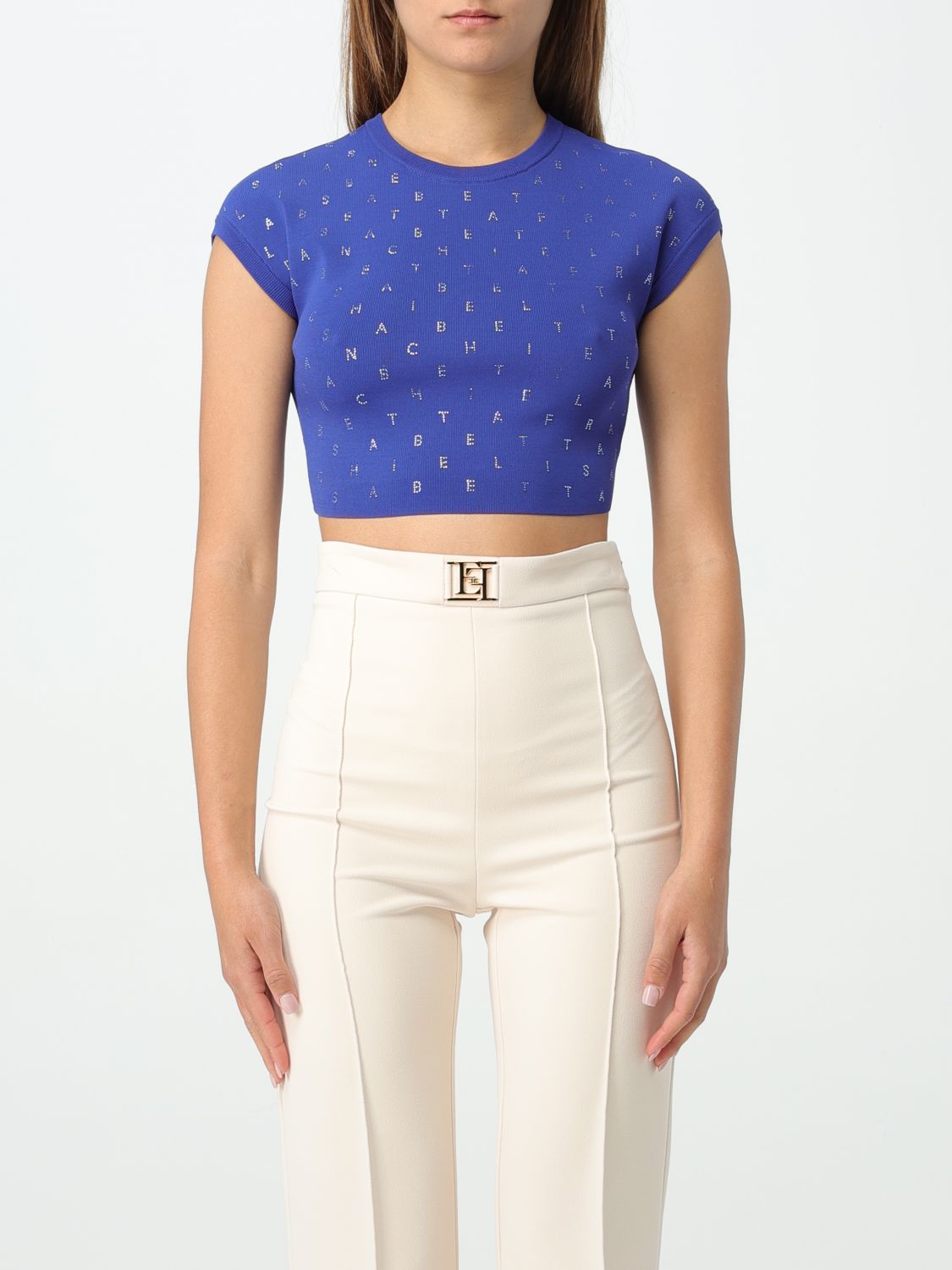 Shop Elisabetta Franchi Top  Woman Color Indigo