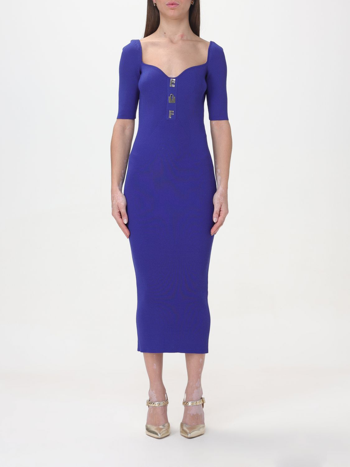 Shop Elisabetta Franchi Dress  Woman Color Indigo