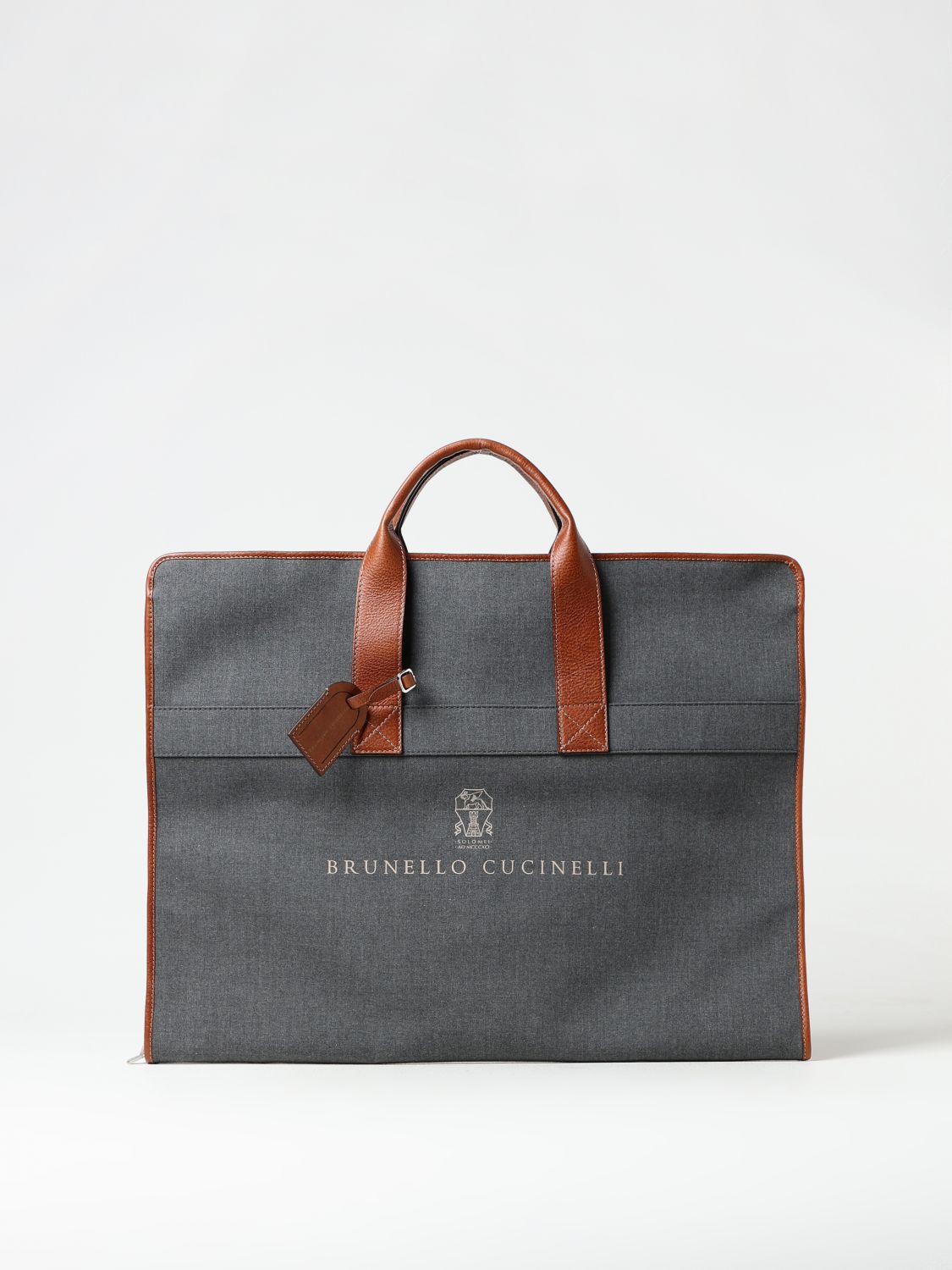 Shop Brunello Cucinelli Travel Bag  Men Color Grey