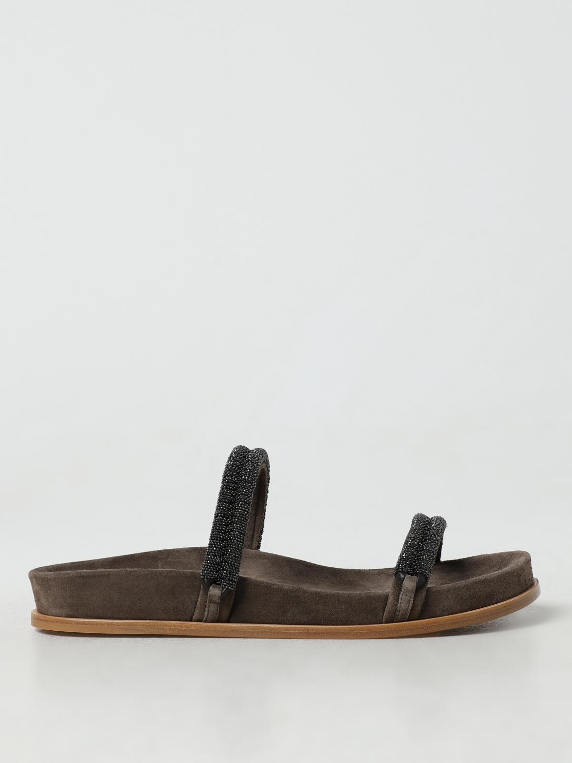 Brunello Cucinelli Women's Slides Precious In Dove Grey