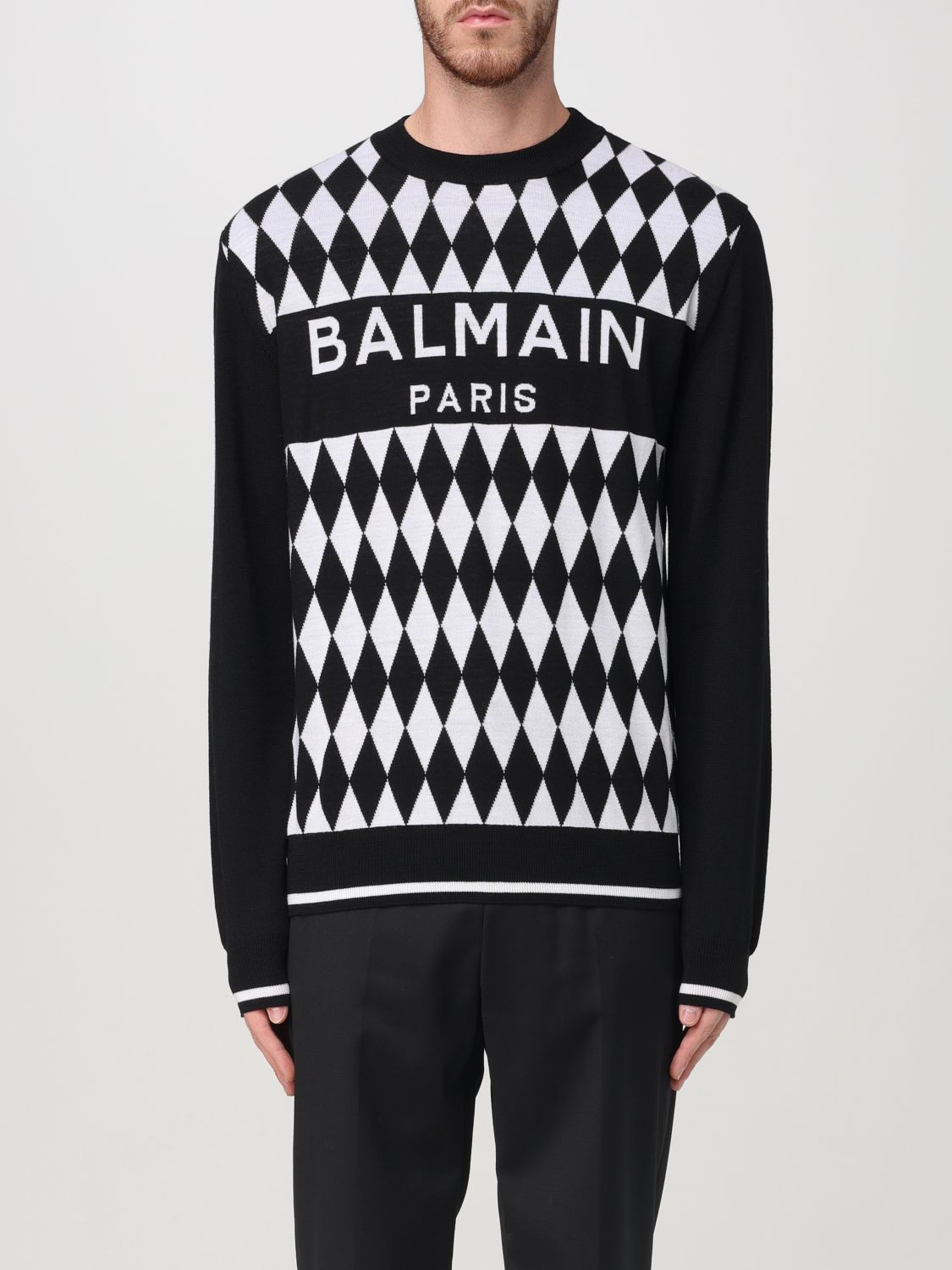 Shop Balmain Sweater  Men Color Black In 黑色