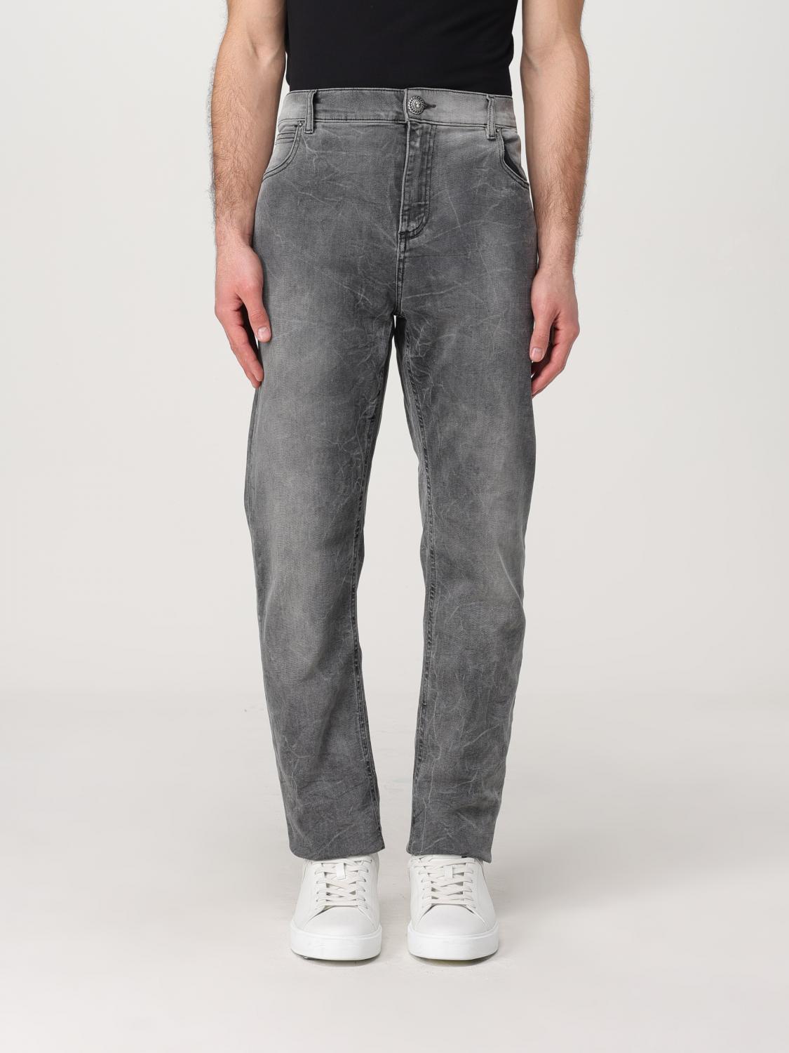 Shop Balmain Jeans Men Color Grey In Grau