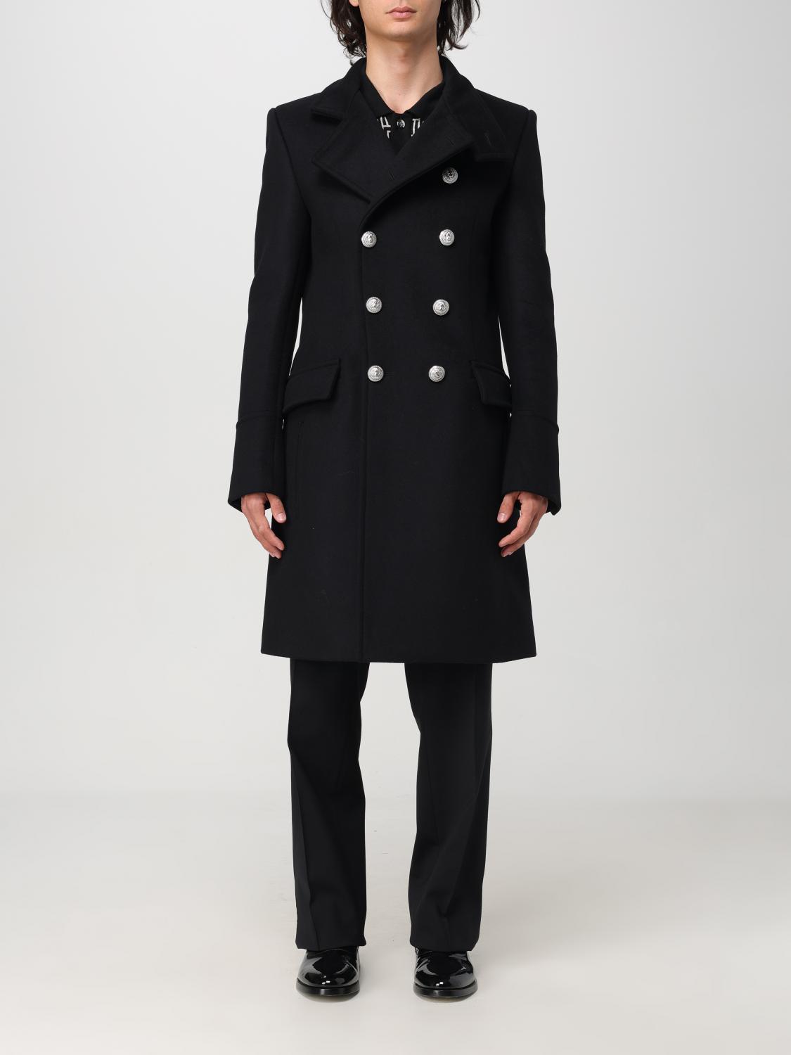 Shop Balmain Coat  Men Color Black