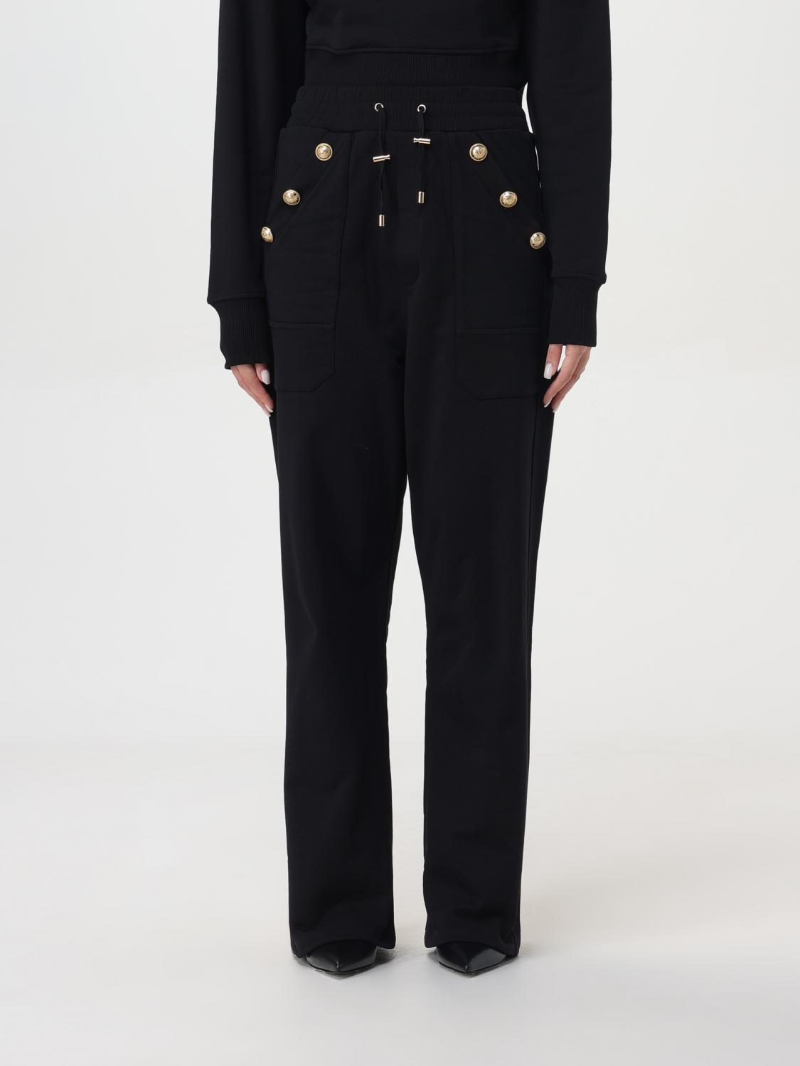 Balmain Regular Fit Jogging Trousers With Gold Detailing In 黑色