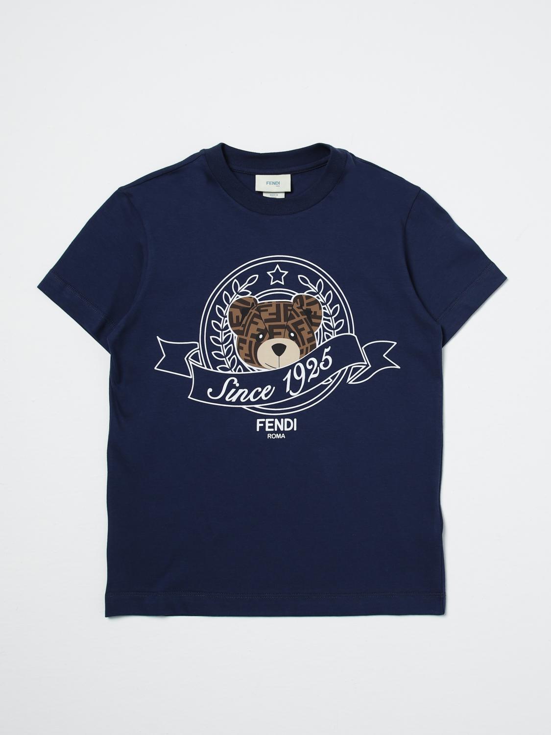 Shop Fendi T-shirt  Kids Color Blue In Blau