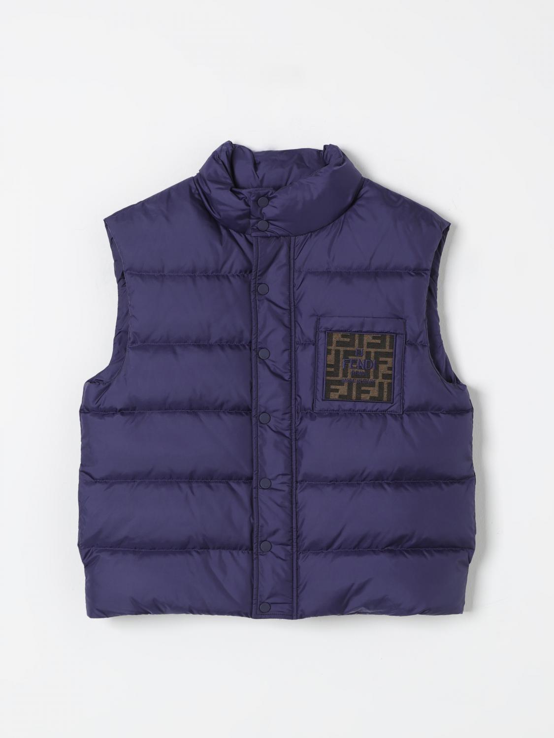 Shop Fendi Waistcoat  Kids Color Blue In Blau