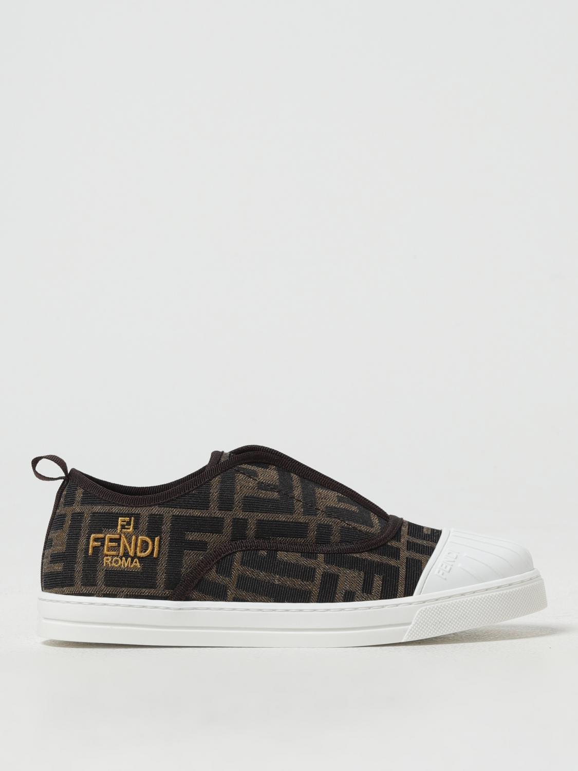 Shop Fendi Sneakers  Kids Color Tobacco In Tabak