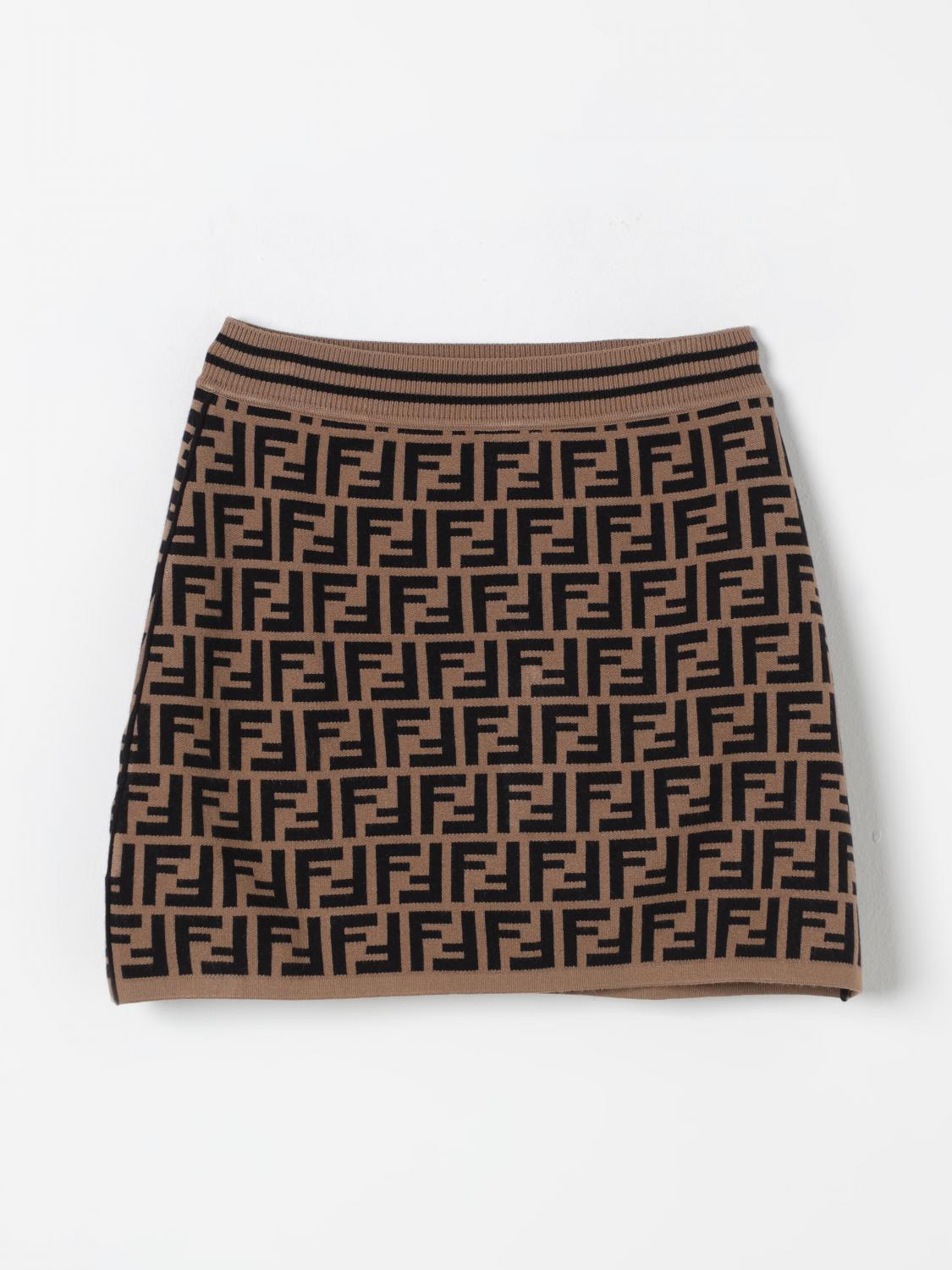 Shop Fendi Skirt  Kids Color Tobacco In Tabak