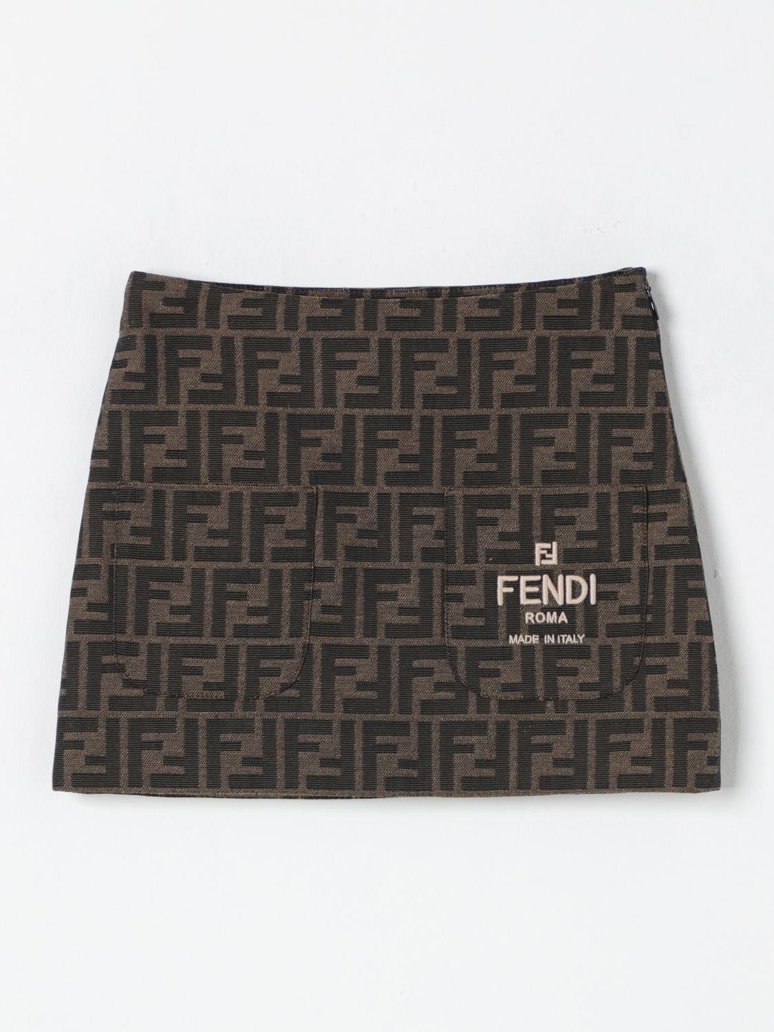 Shop Fendi Skirt  Kids Color Tobacco In Tabak