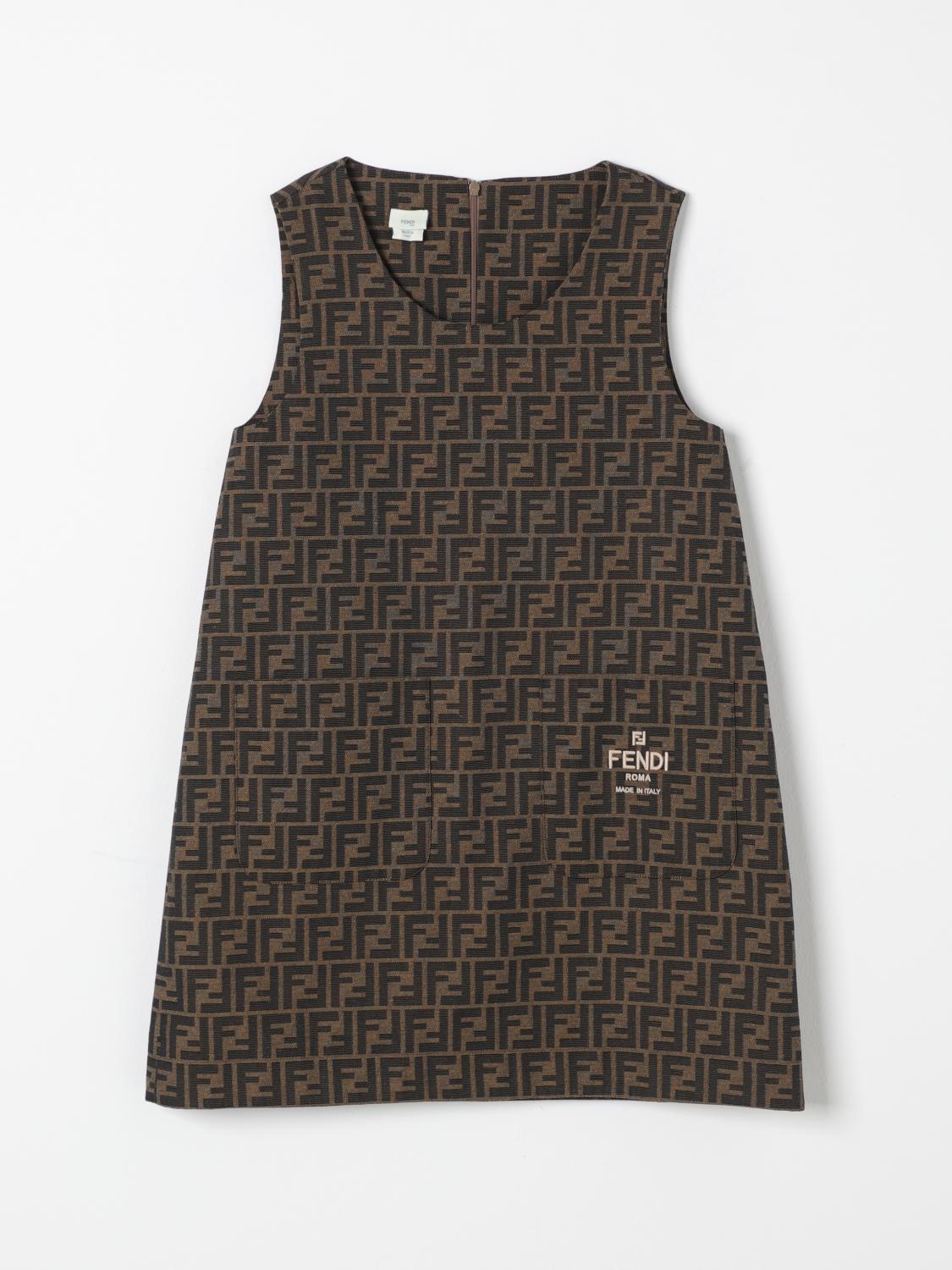 Shop Fendi Dress  Kids Color Tobacco In Tabak