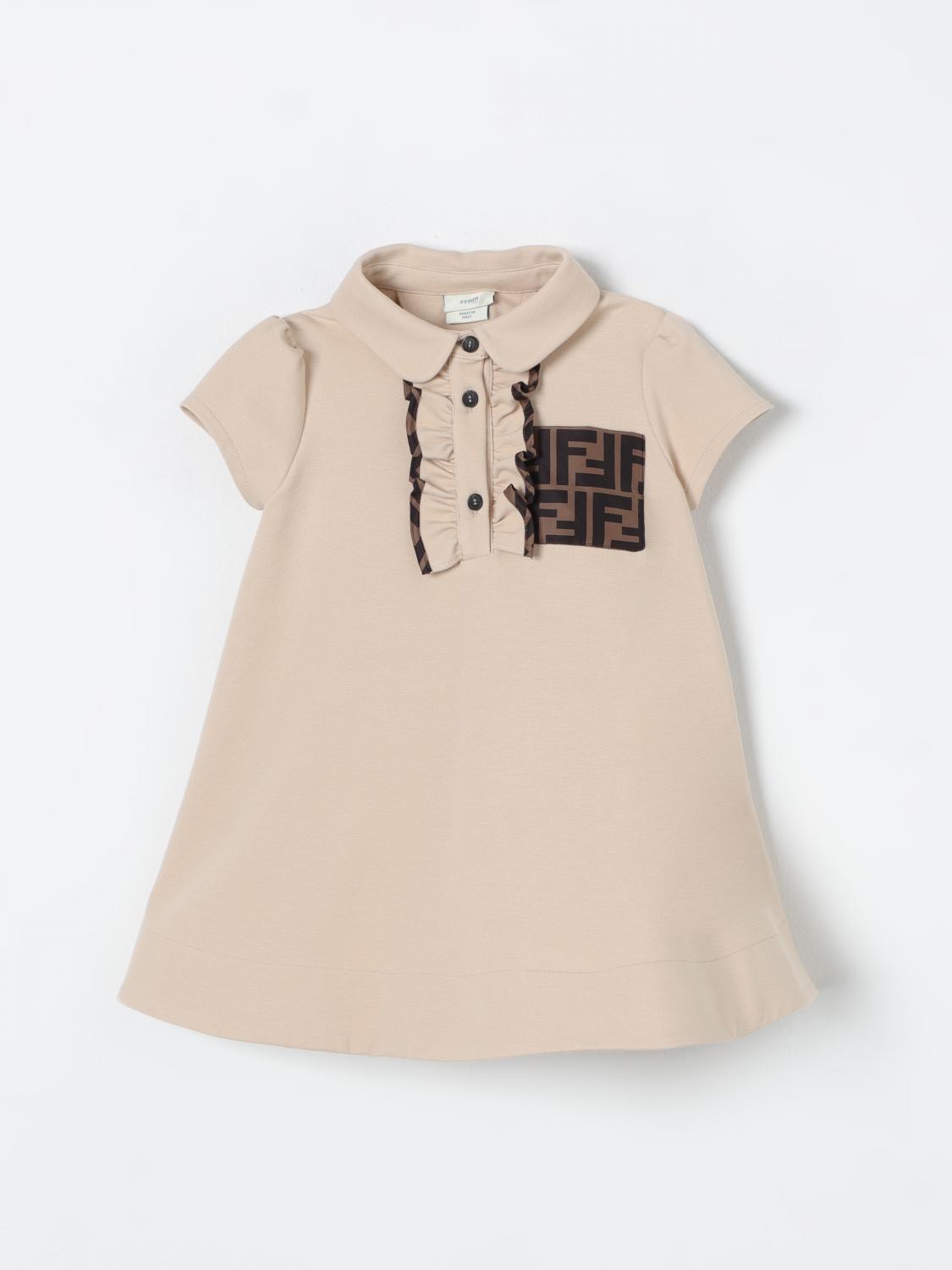 Shop Fendi Romper  Kids Color Beige