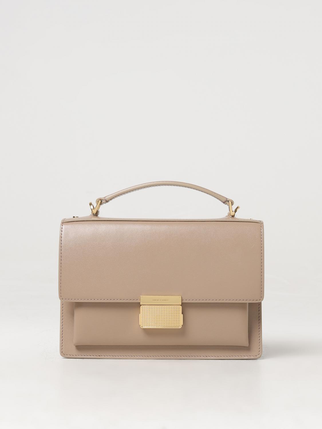Golden Goose Deluxe Brand Structured Handbag With Gold-tone Clasp And Versatile Straps In Dark
