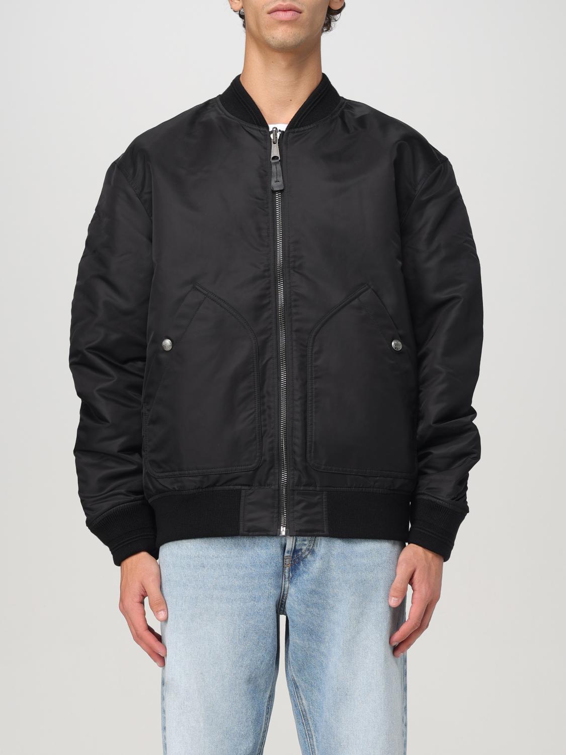 Diesel W-hennes Logo-piped Parka In Schwarz