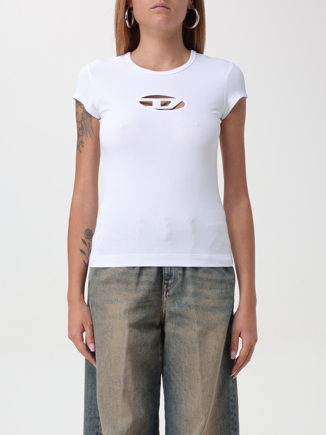 Shop Diesel T-shirt  Woman Color White In Weiss