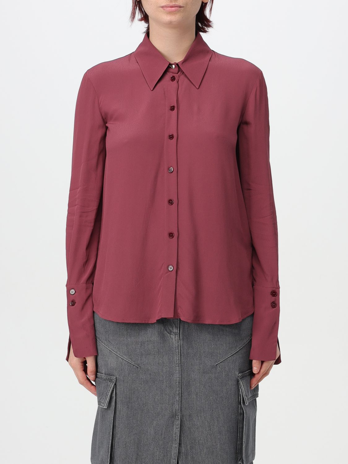 Shop Patrizia Pepe Shirt  Woman Color Plum In Pflaume