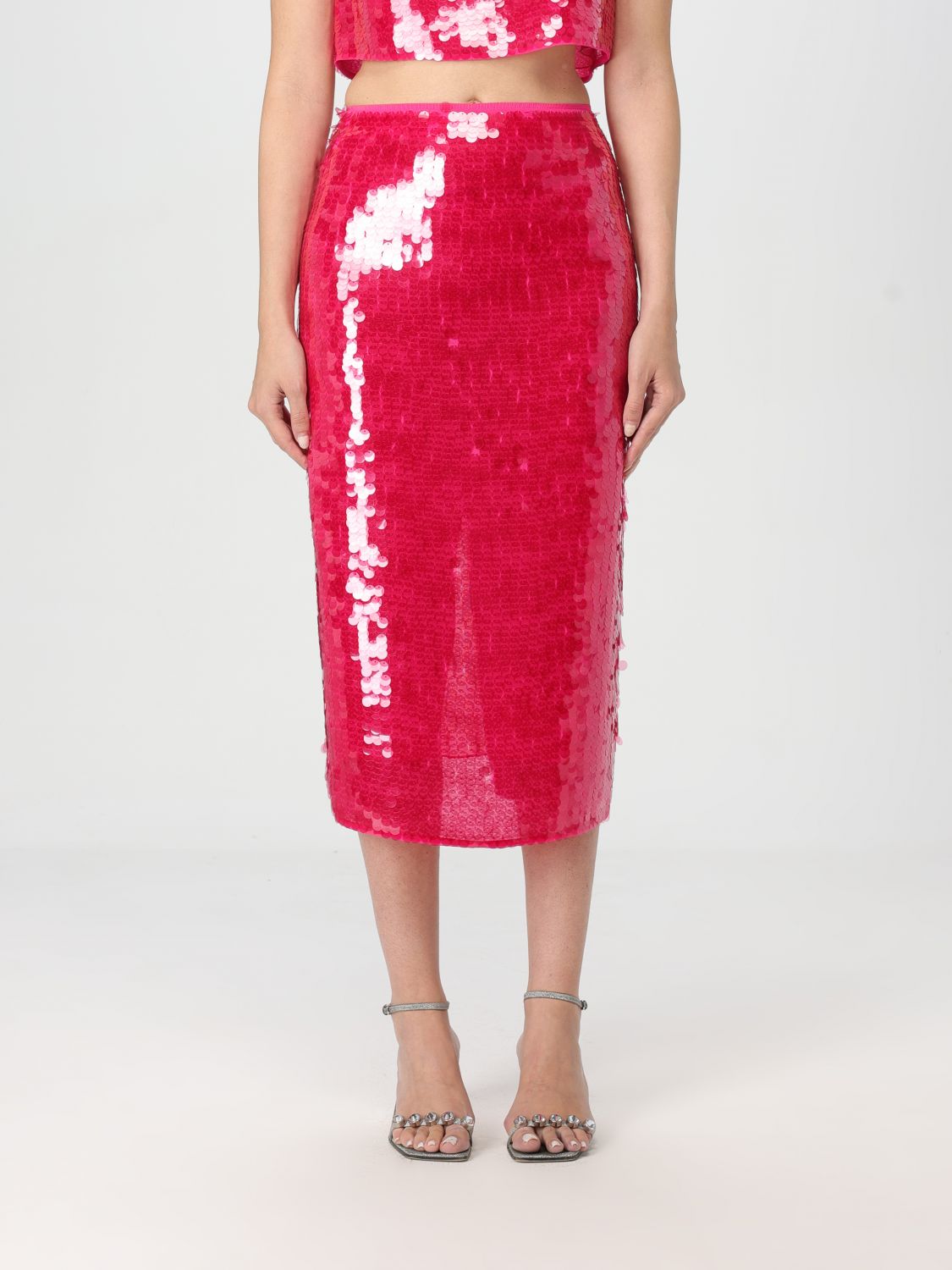 Patrizia Pepe Sequin-embellished Midi Pencil Skirt In Fuchsia