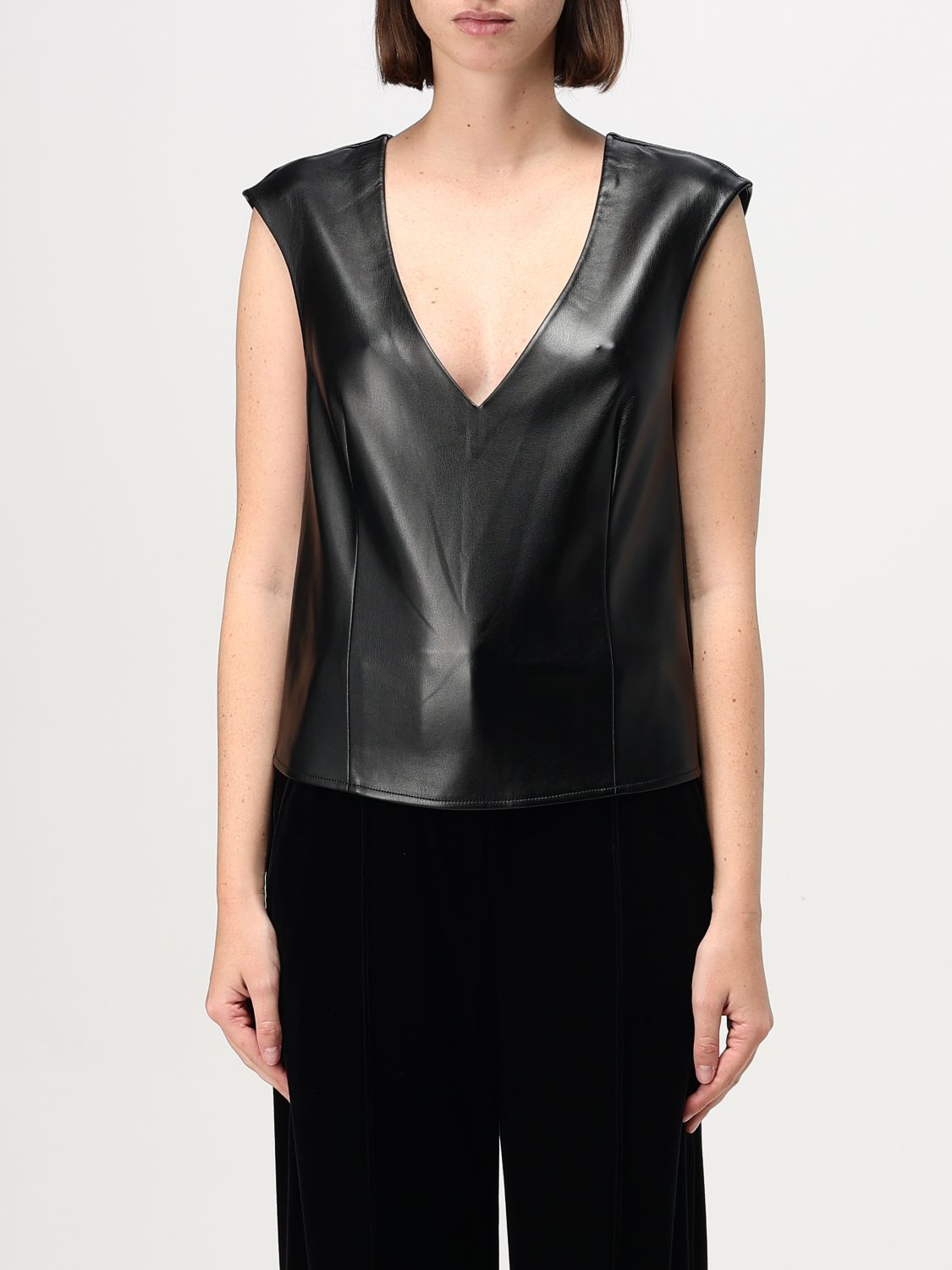 Shop Patrizia Pepe Top  Woman Color Black In Schwarz