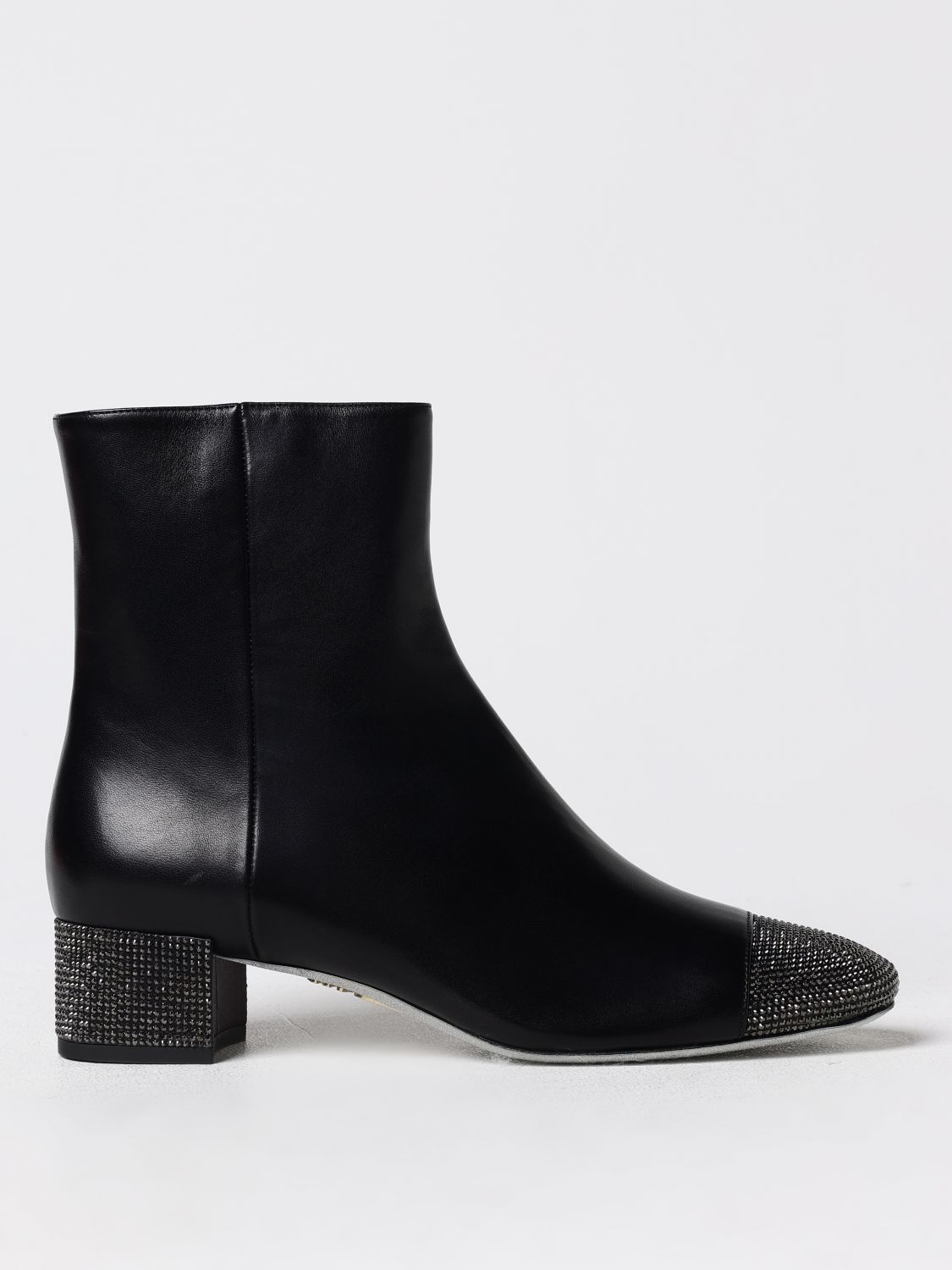 Shop René Caovilla Flat Ankle Boots Rene Caovilla Woman Color Black In Schwarz