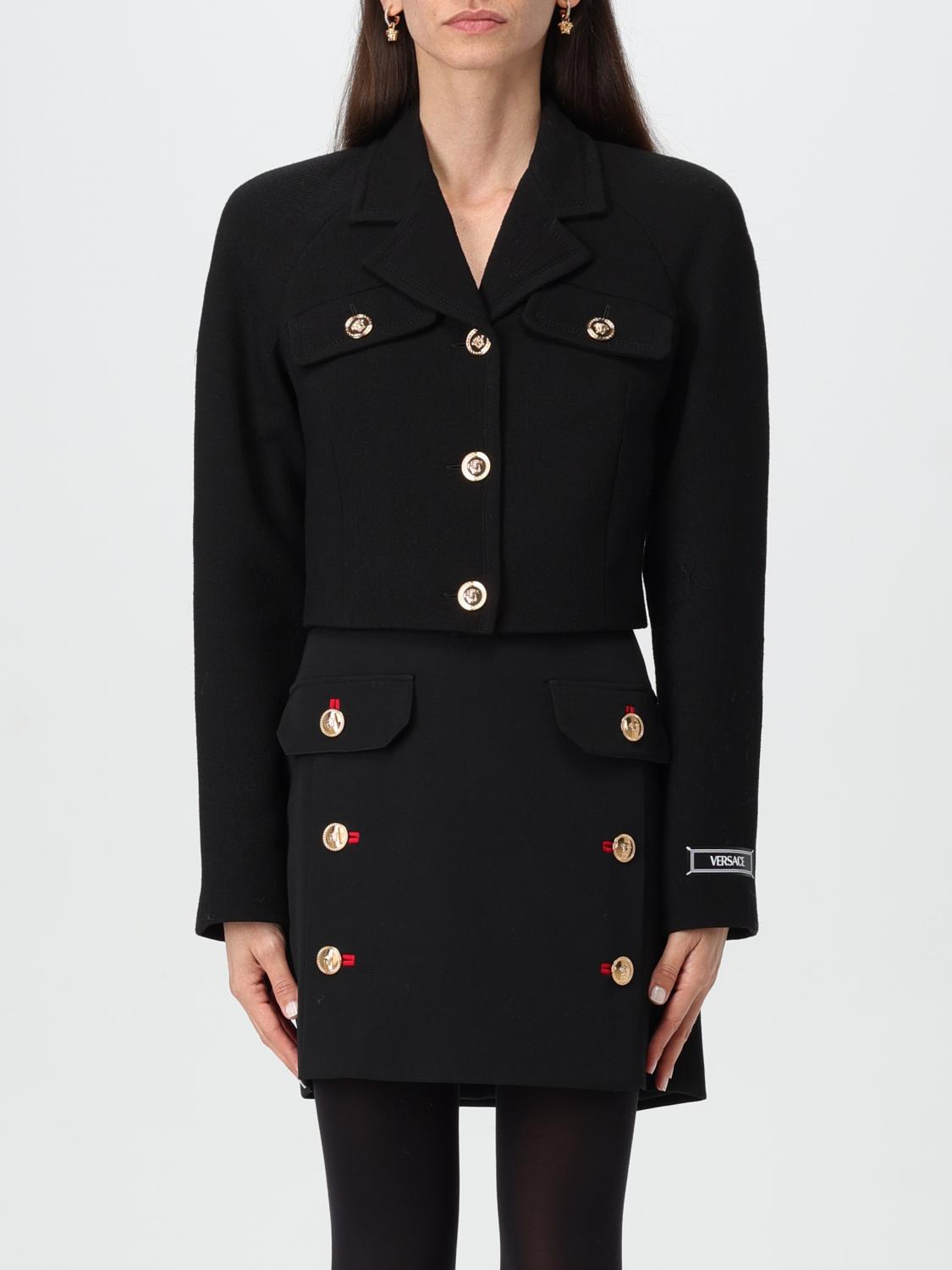 Versace Cowl Turtleneck Cap-sleeve Cady Blouse In Schwarz