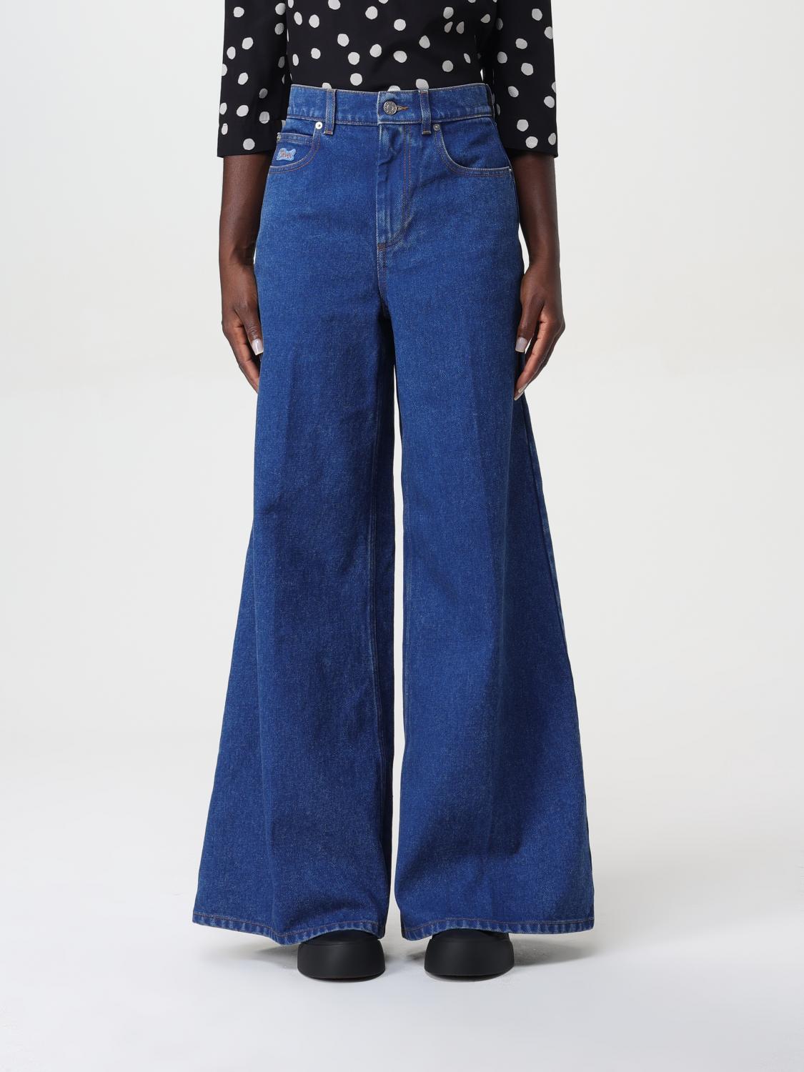 Shop Marni Jeans  Woman Color Gnawed Blue In Hellblau