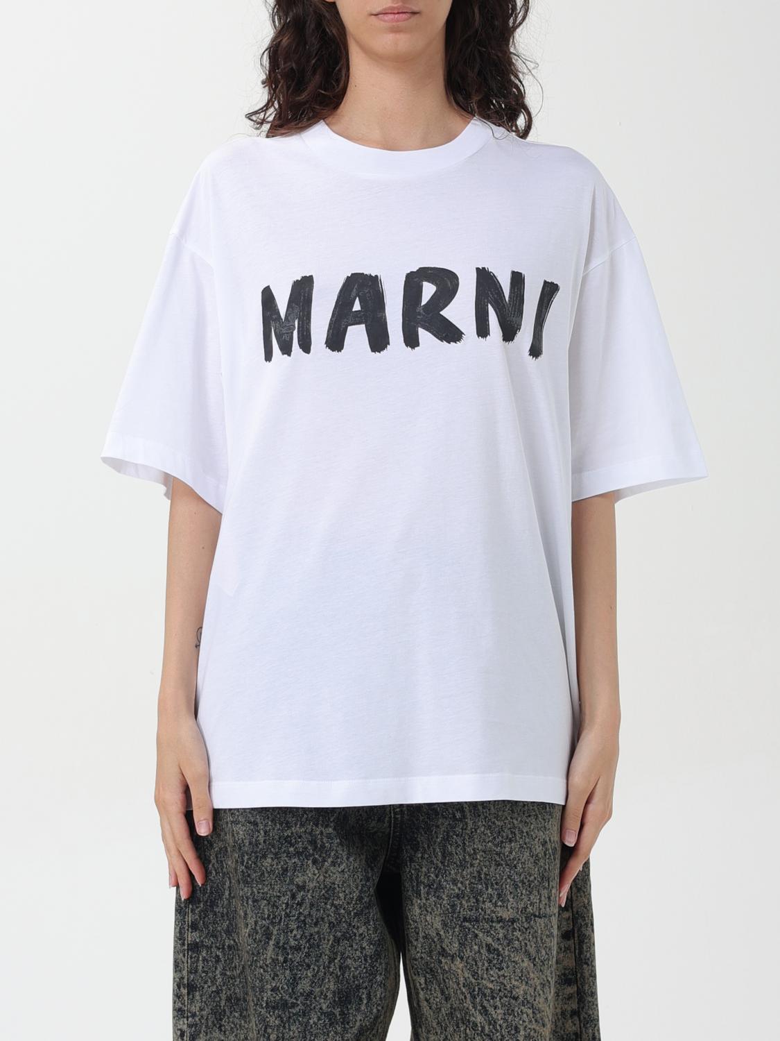 Marni Women Logo Short-sleeved Cotton T-shirt In White 2