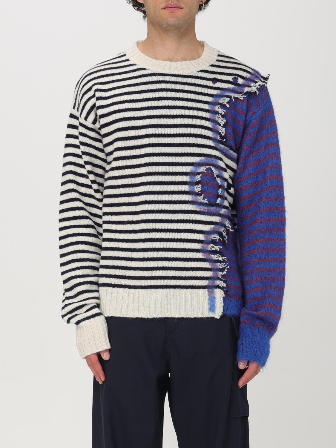 Marni Multicolor Striped Needle Punch Sweater In Bunt