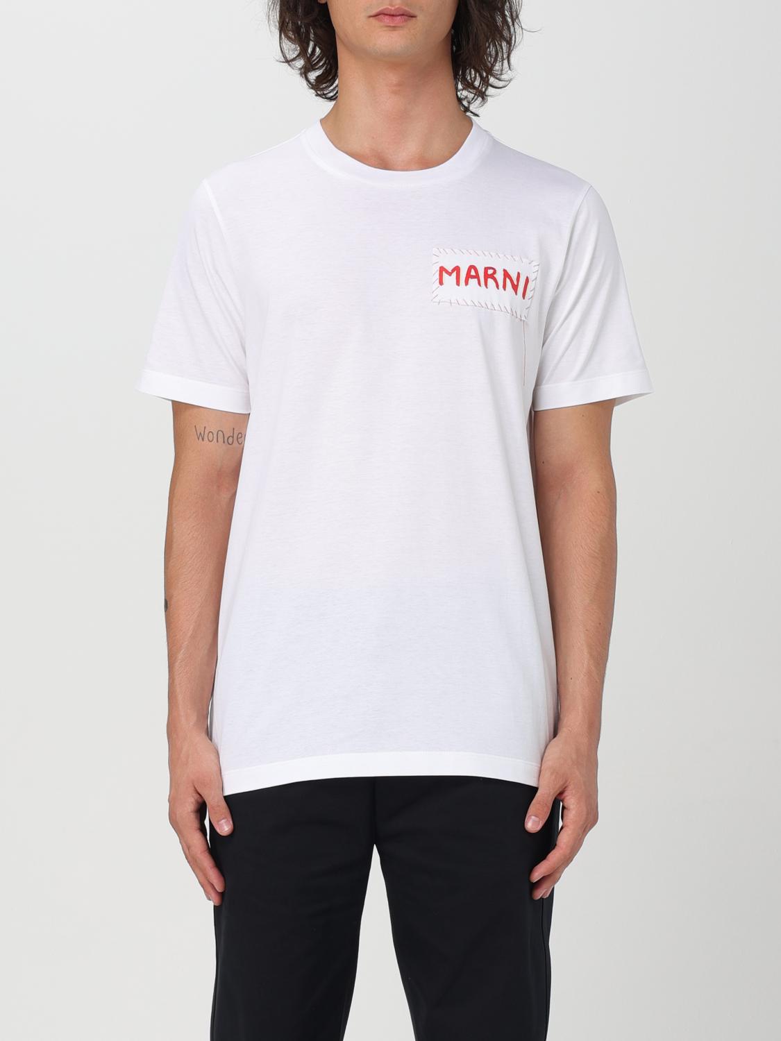 Marni Men's Logo Patch T-shirt In White