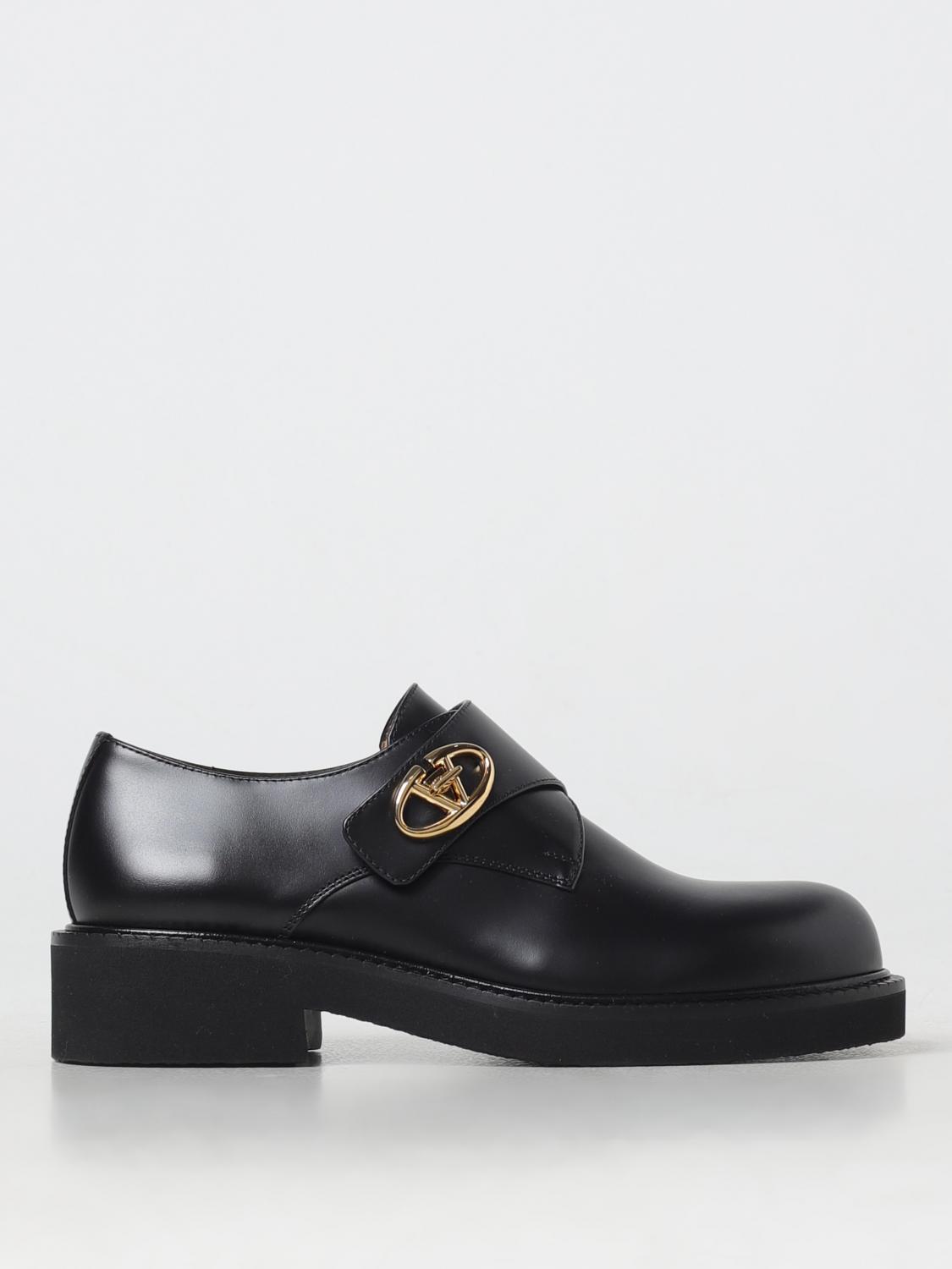 Valentino Vlogo Locker Single Monk Leather Loafers In Schwarz