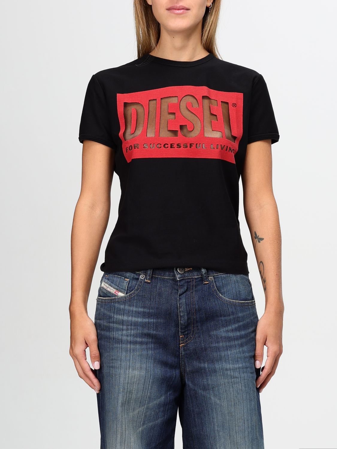 Shop Diesel T-shirt  Woman Color Black In Schwarz