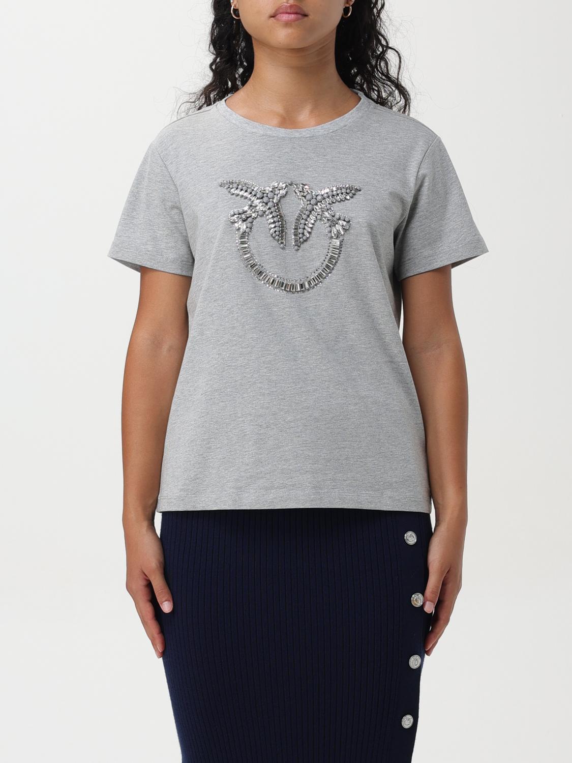 Shop Pinko T-shirt  Woman Color Grey In Grau