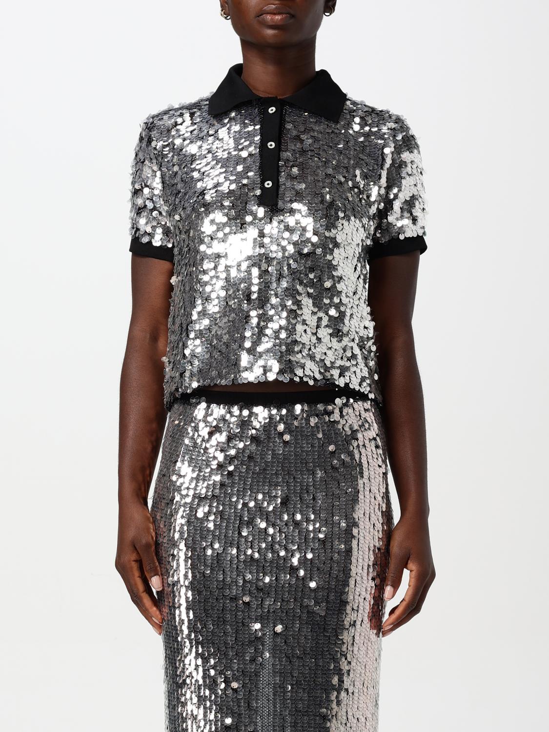 Pinko Sequined Pupazzo 4 Buttons Polo In Schwarz