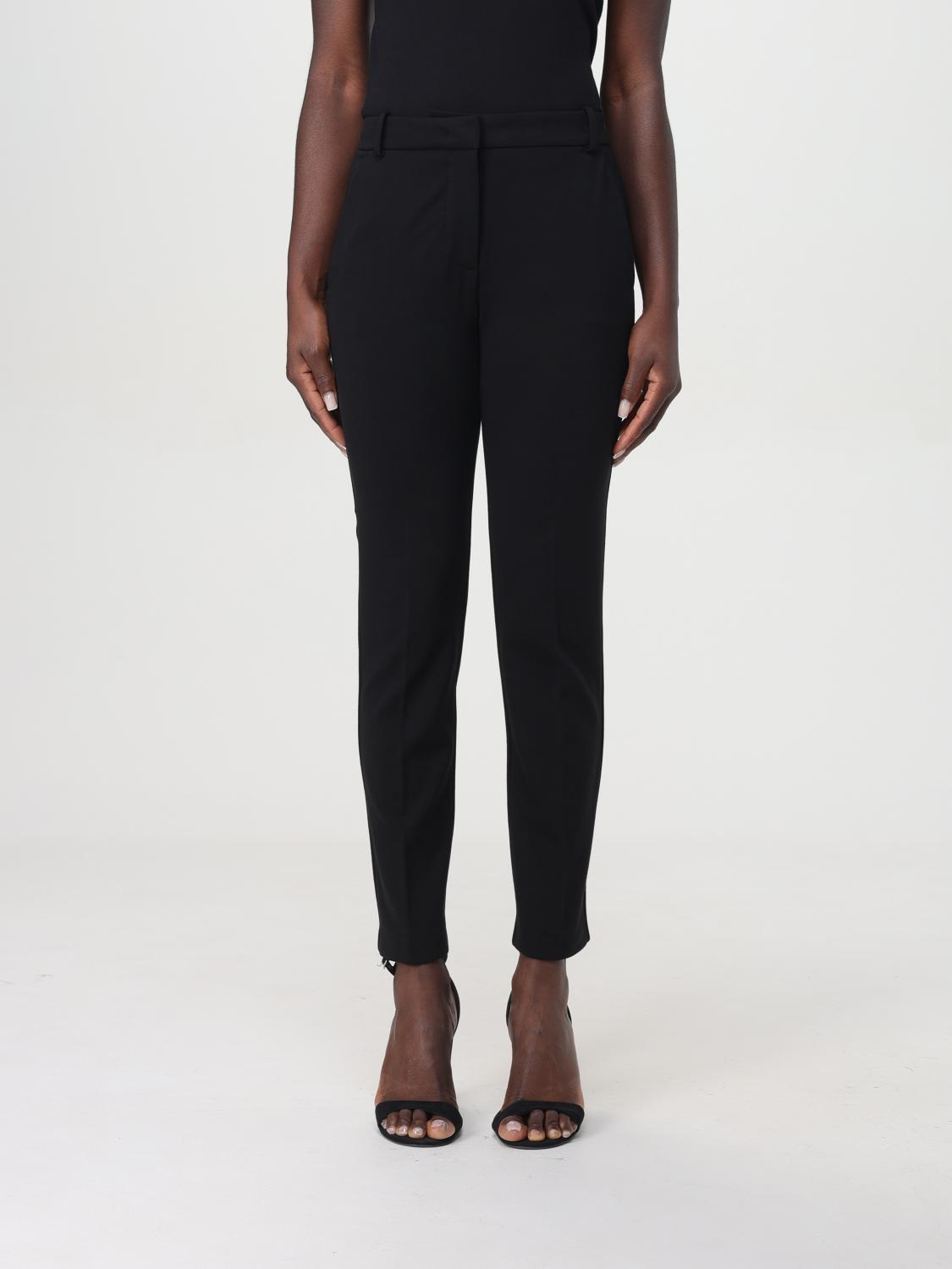 Pinko Bello Cigarette Pants In Milano Stitch In Schwarz