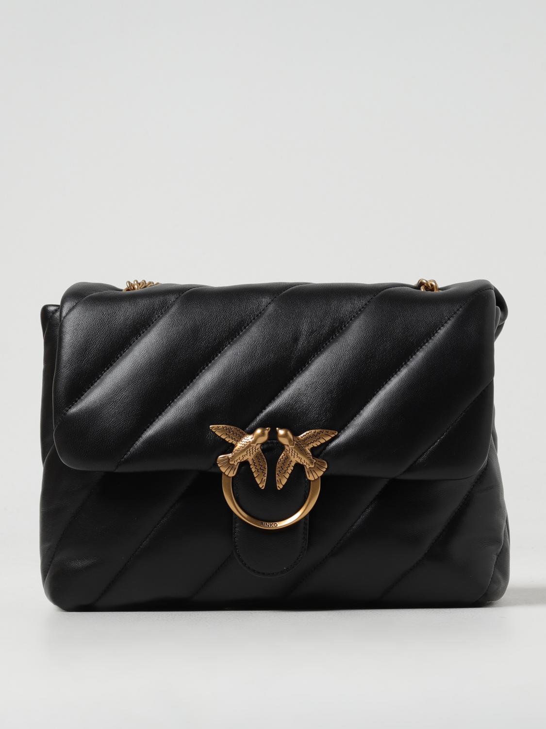 Pinko Love Puff Big Cl Sheep Nappa Shoulder Bag In Black