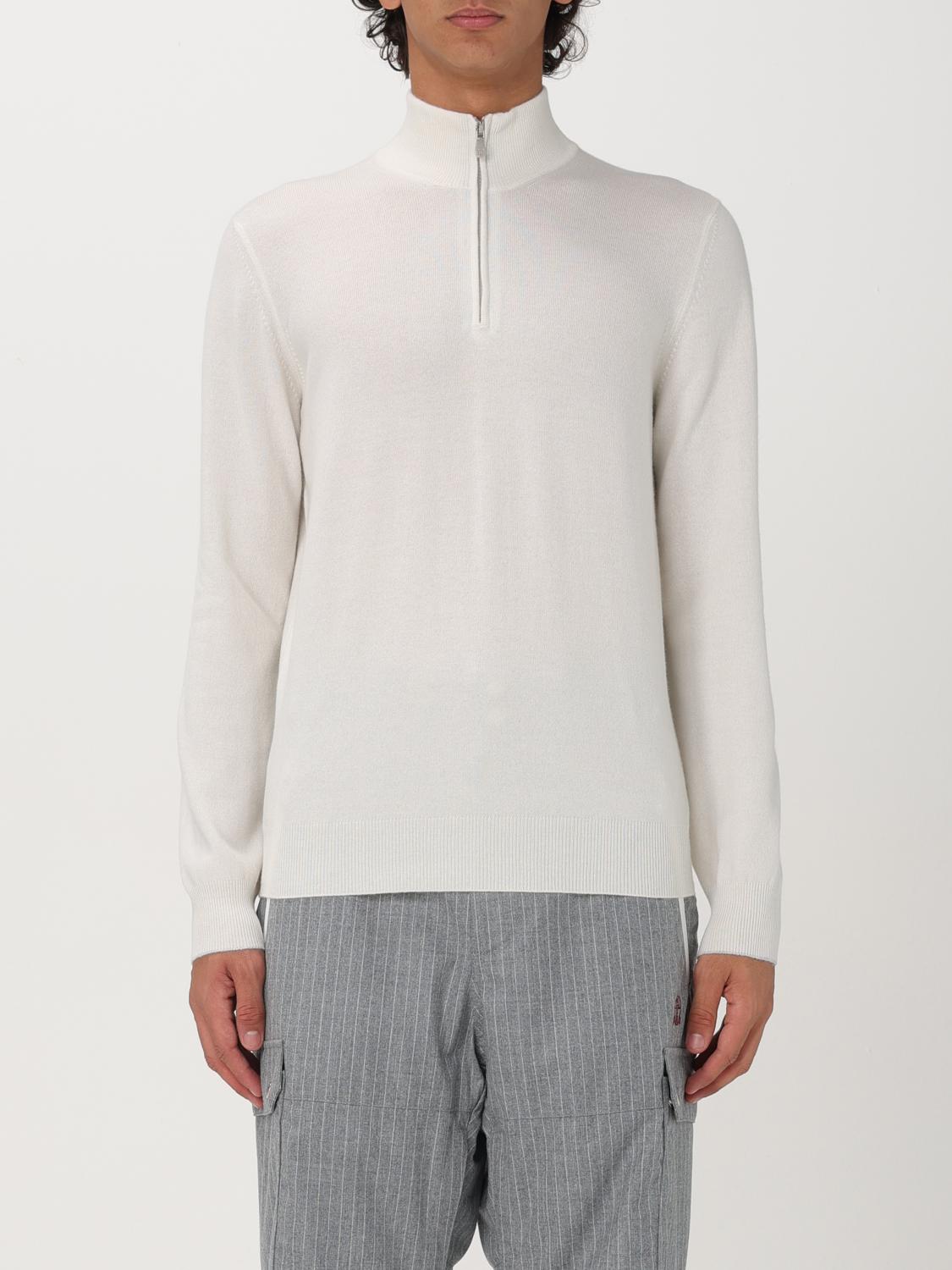 Brunello Cucinelli White Turtleneck Sweater With Zip