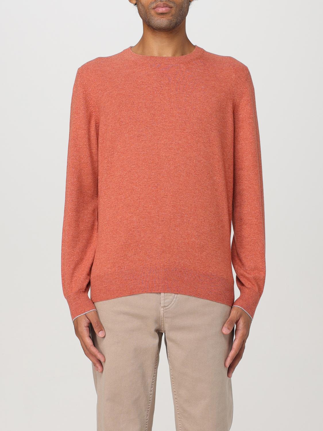 Brunello Cucinelli Long-sleeved Cashmere Sweater In Orange