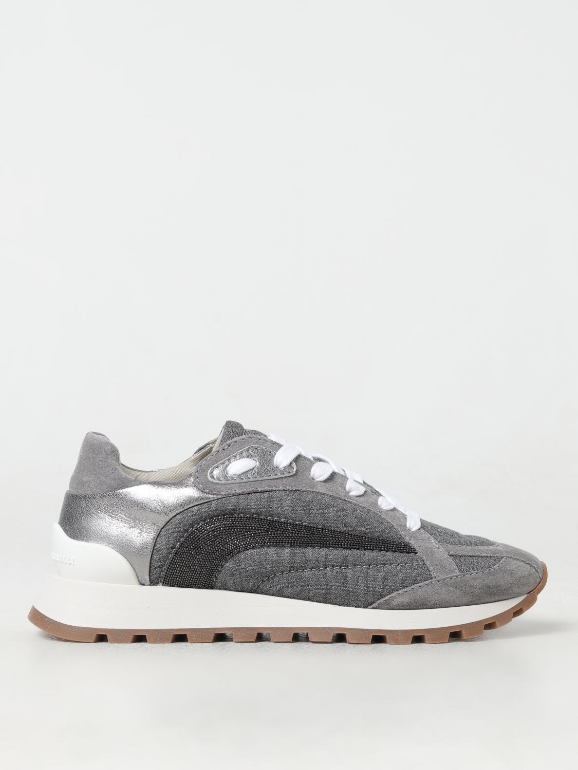 Shop Brunello Cucinelli Sneakers  Woman Color Grey In Grau