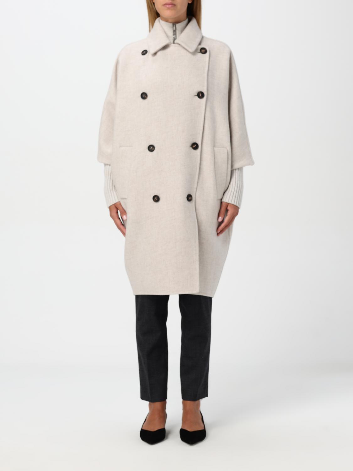 Brunello Cucinelli Pearl Grey Cashmere Coat In Perle