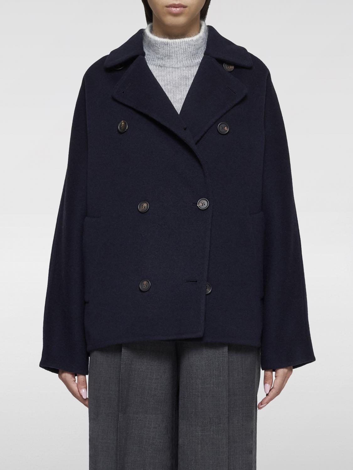 Shop Brunello Cucinelli Coat  Woman Color Blue In Blau