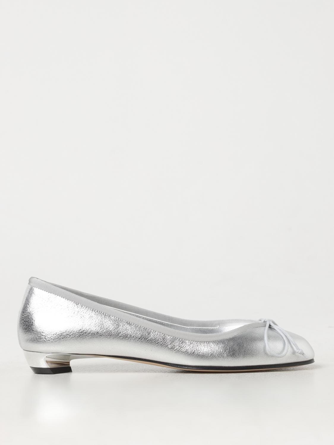 Alexander Mcqueen Armadillo Leather Ballerina Shoes In Silber