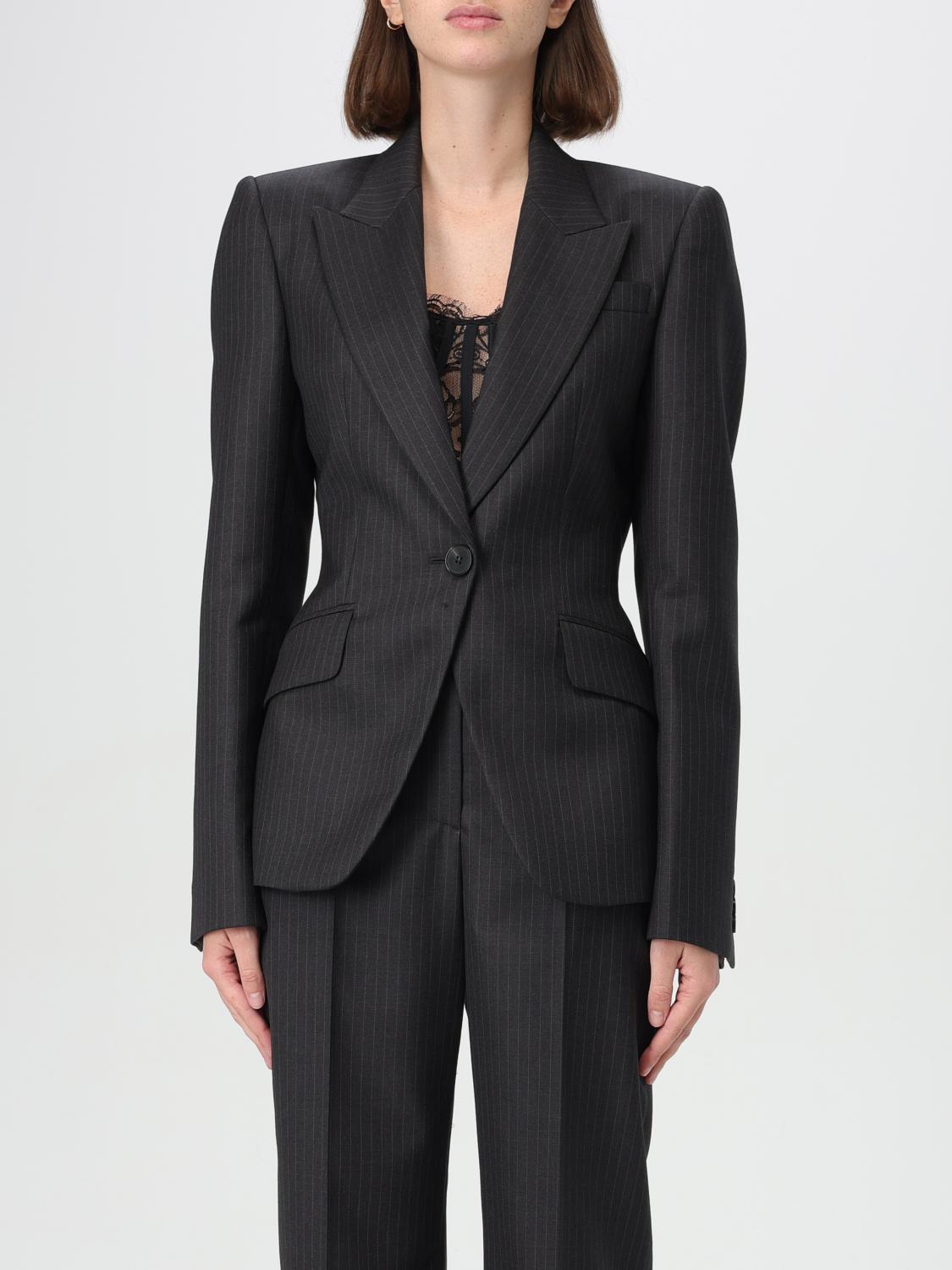 Alexander Mcqueen Blazer Woman Color Grey In Grau