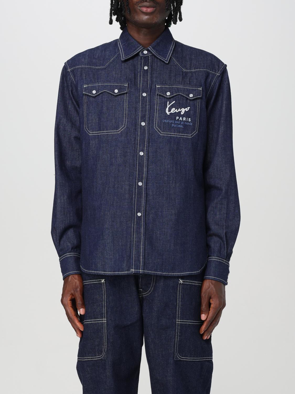 Shop Kenzo Shirt  Men Color Denim