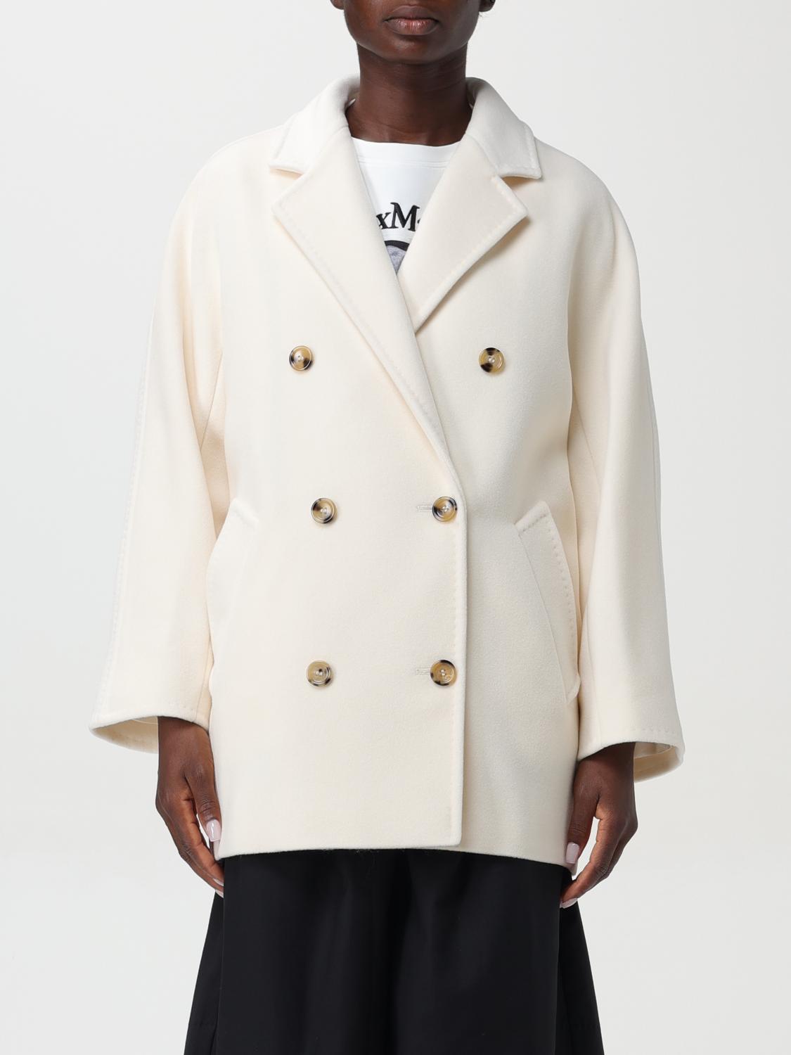 Shop Max Mara Coat  Woman Color White In Weiss