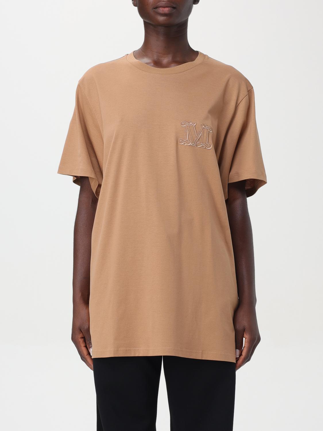 Max Mara Monogram-embroidered Cotton T-shirt In Camel