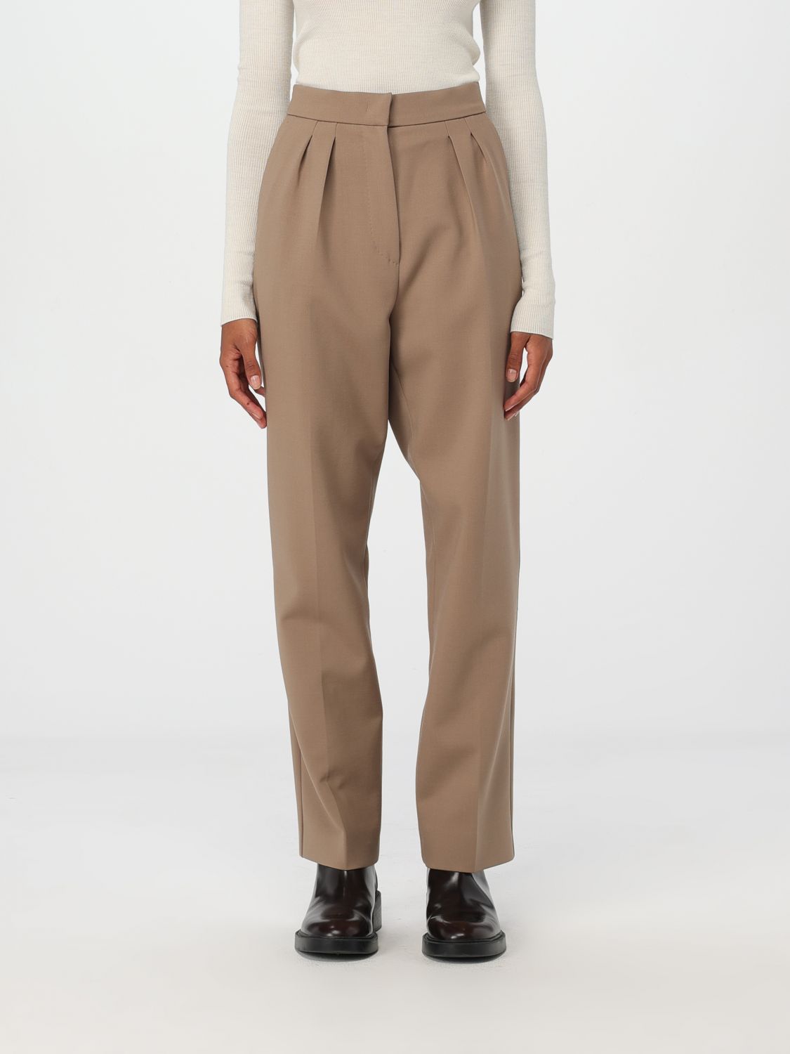 Shop Max Mara Pants  Woman Color Hazel In Haselnuss