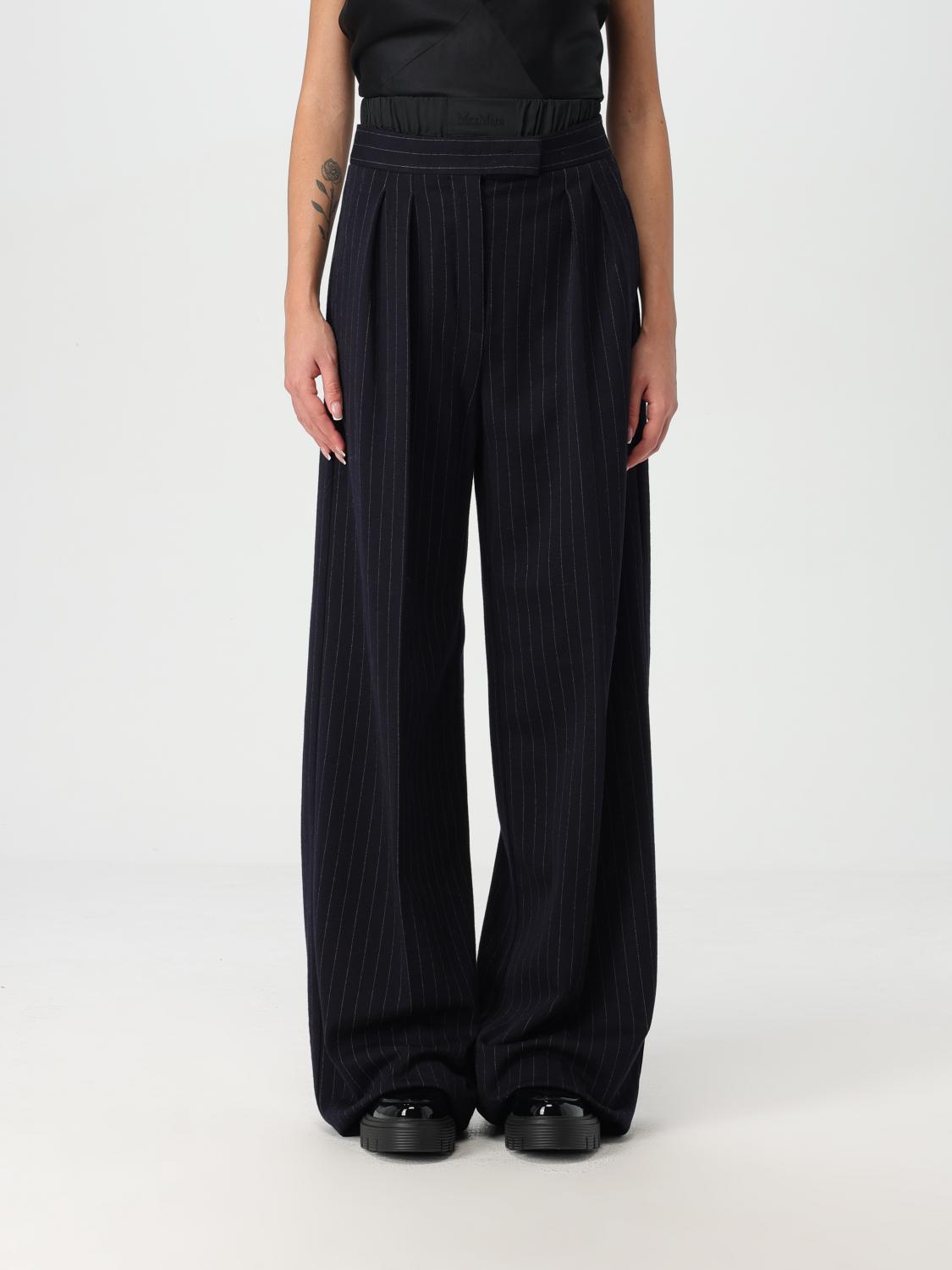 Max Mara Women's "piroghe" Pinstriped Trousers In Black