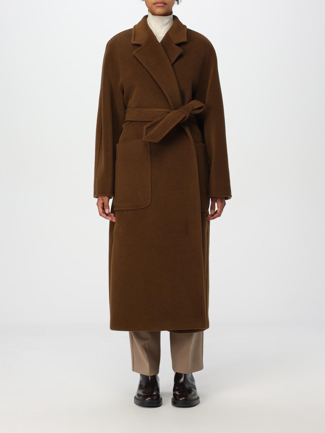 Shop Max Mara Coat  Woman Color Leather In Leder