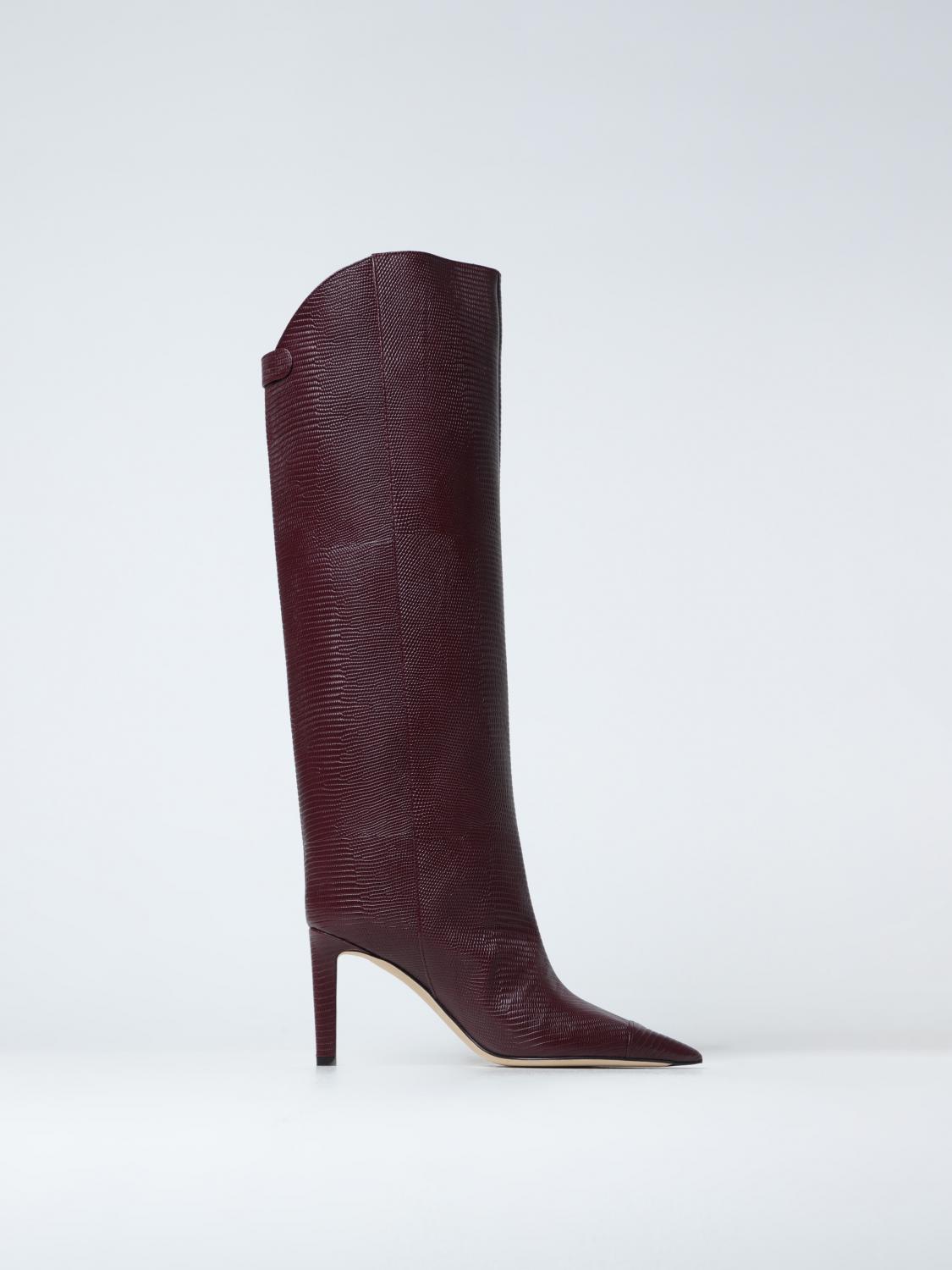 Jimmy Choo Tyrian Purple Leather Alizze Boots In Burgundy
