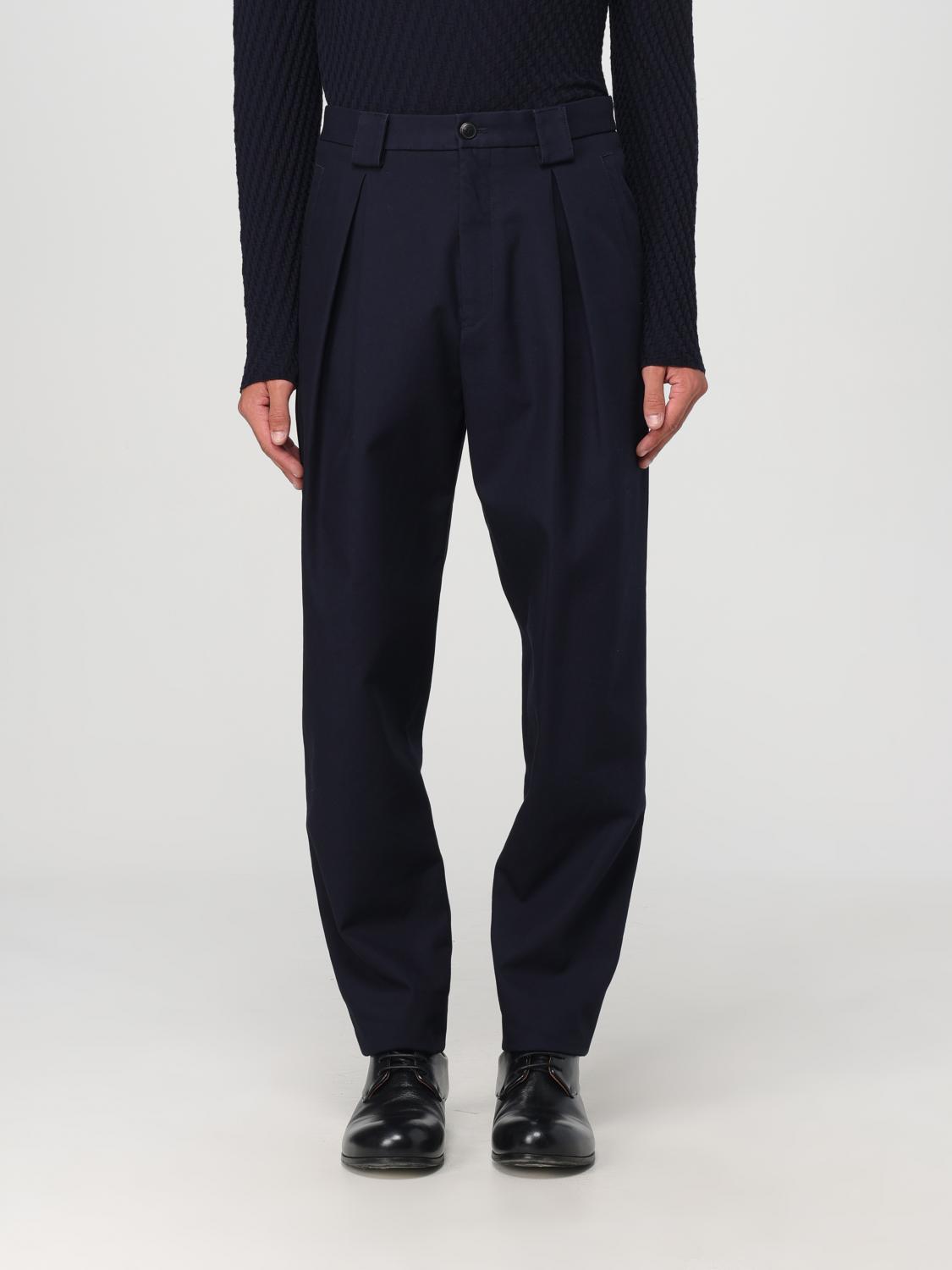 Shop Giorgio Armani Pants  Men Color Blue In Blau