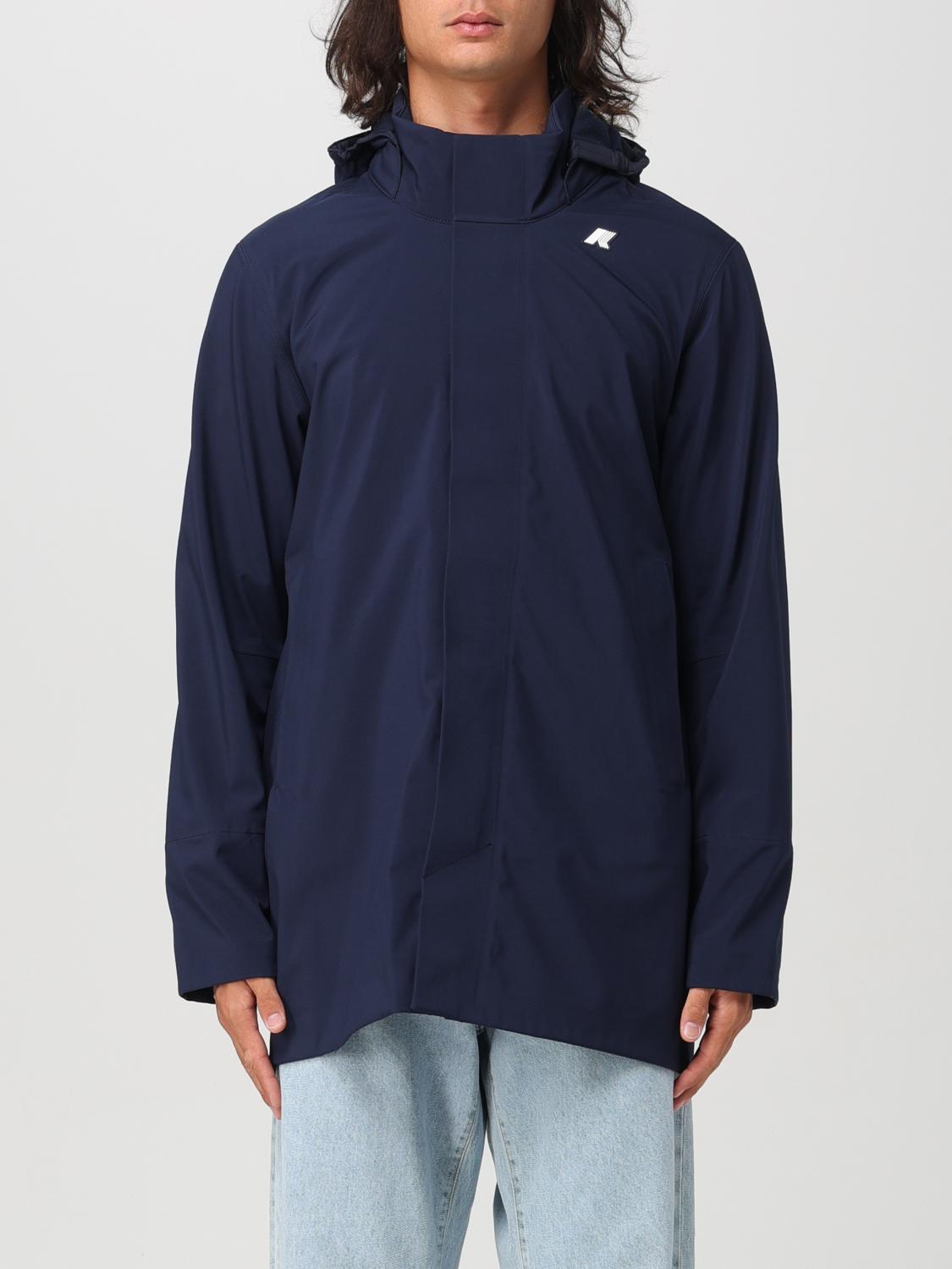 Shop K-way Jacket  Men Color Blue In Blau